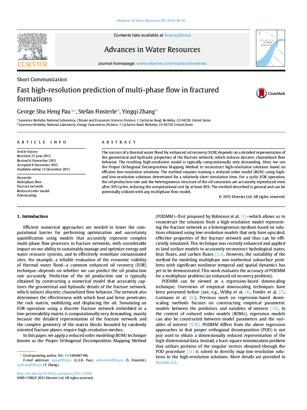 Fast high-resolution prediction of multi-phase flow in fractured formations
