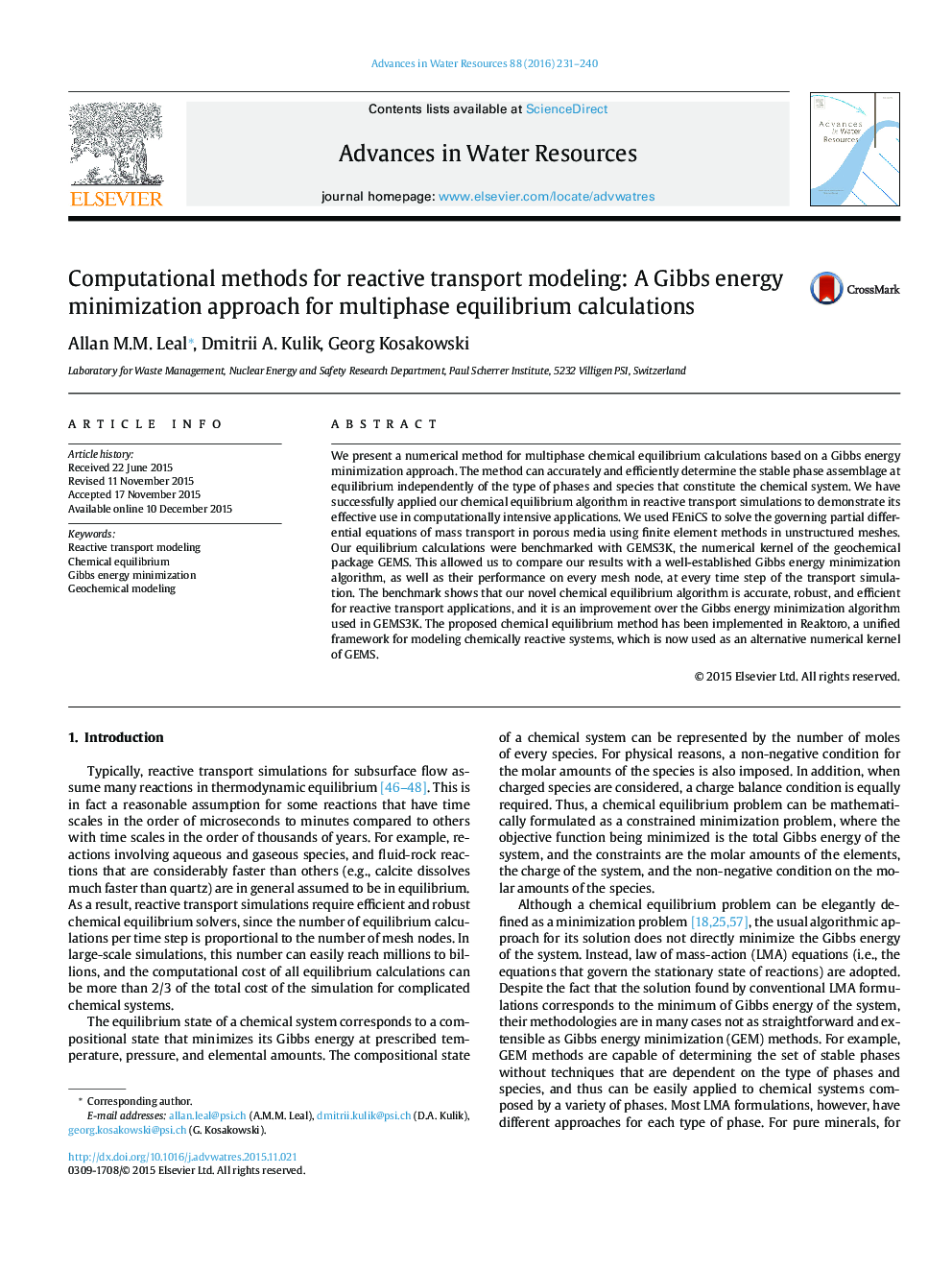 روشهای محاسباتی برای مدلسازی حمل و نقل واکنش: رویکرد بهینه سازی انرژی گیبس برای محاسبات تعادل چند مرحلهای 