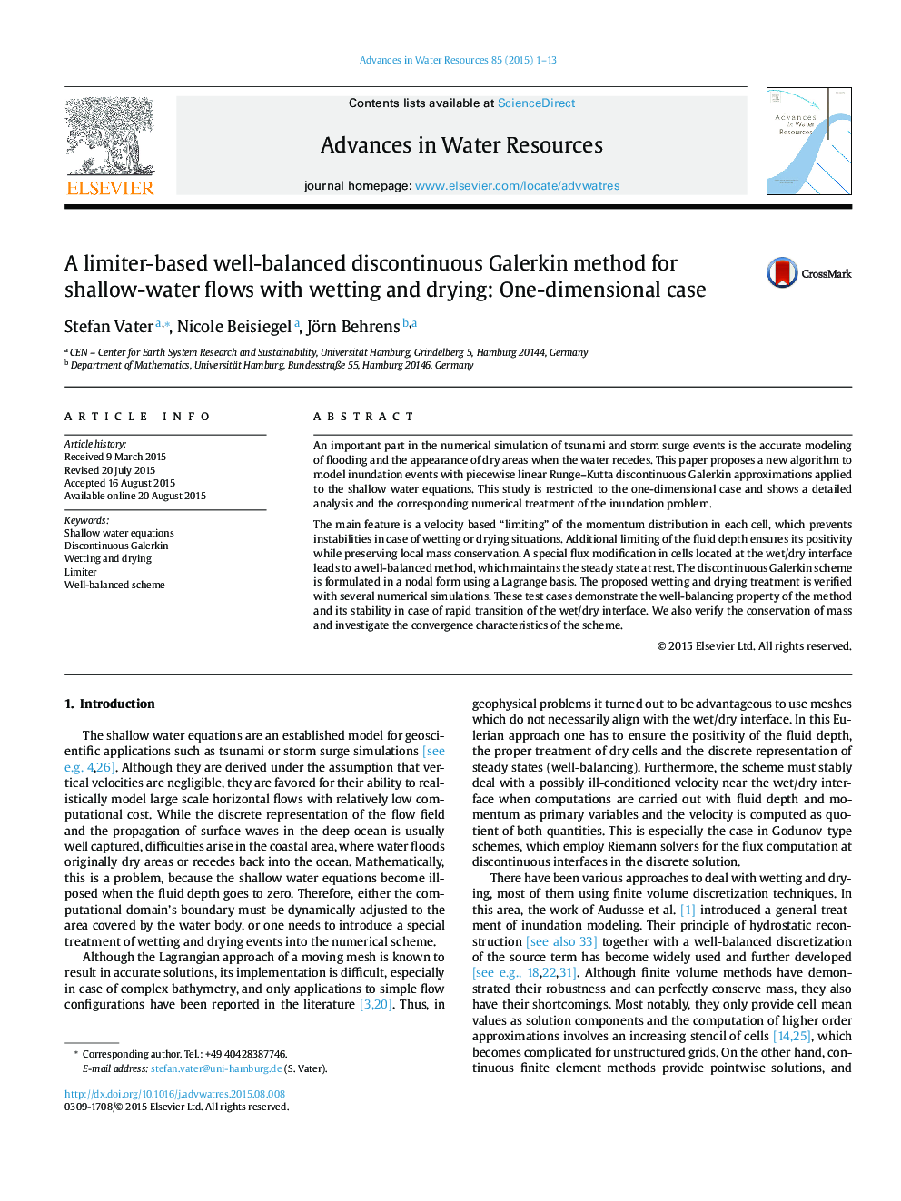 A limiter-based well-balanced discontinuous Galerkin method for shallow-water flows with wetting and drying: One-dimensional case