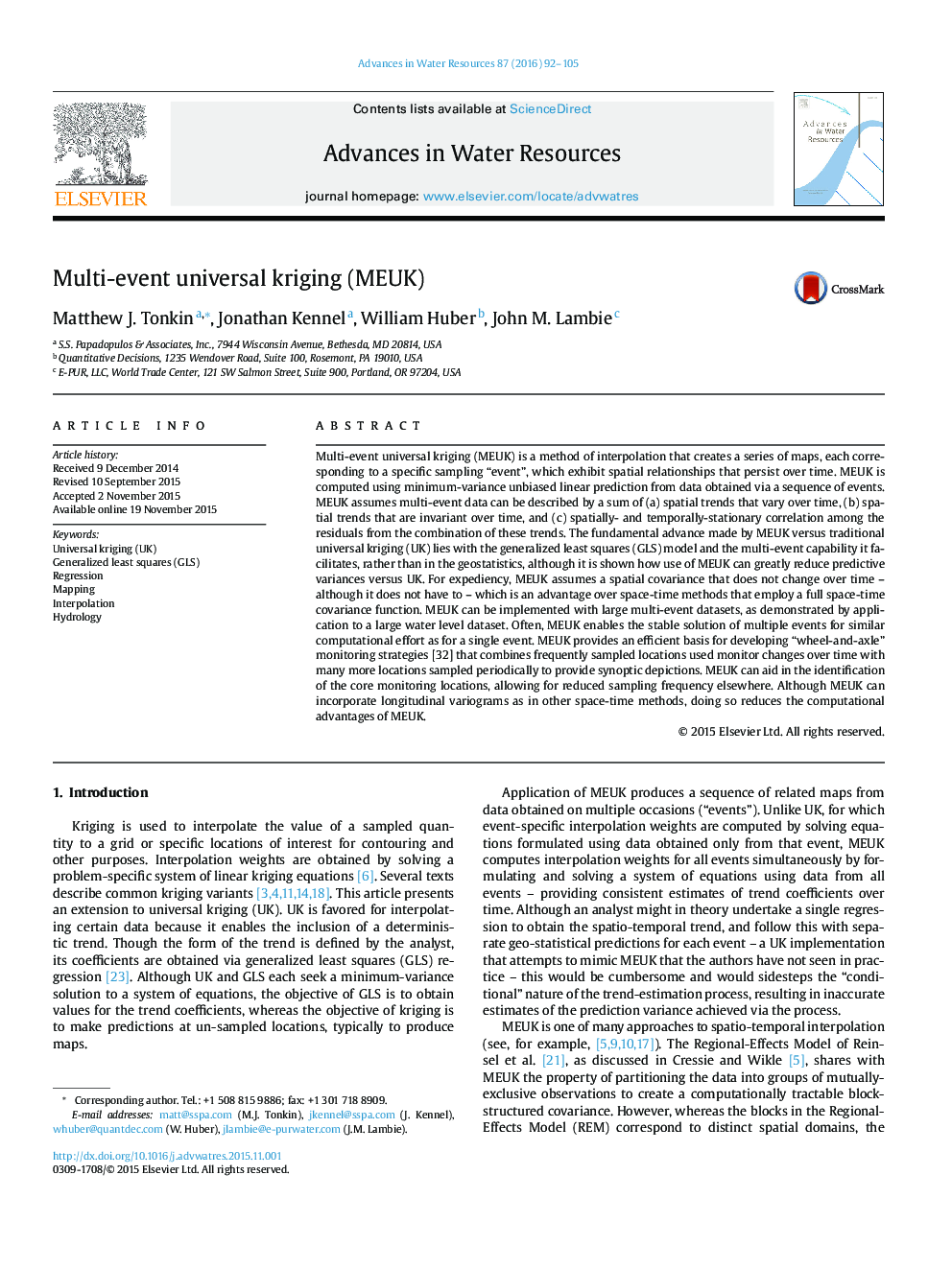 Multi-event universal kriging (MEUK)