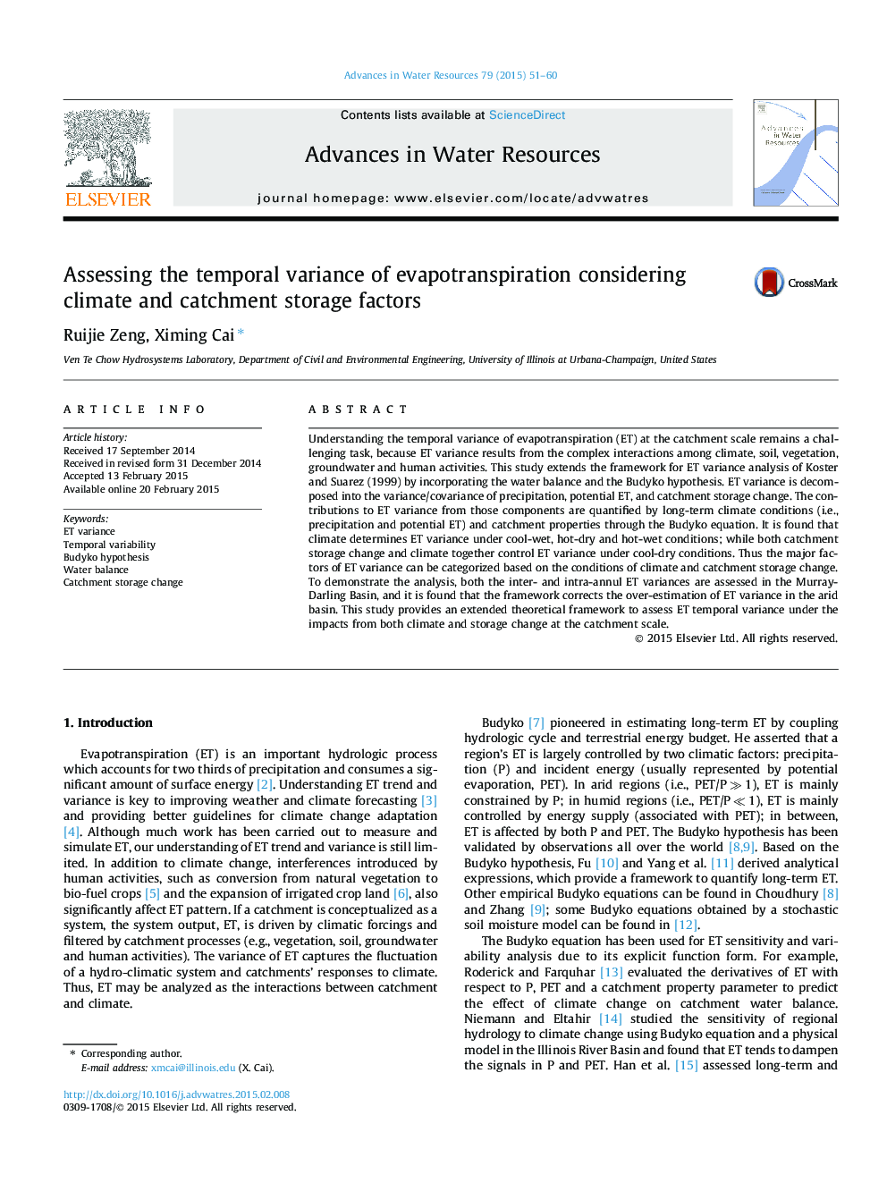 ارزیابی واریانس زمانی بین تبخیر و تعرق با توجه به فاکتورهای ذخیره سازی آب وهوا و ساحلی 