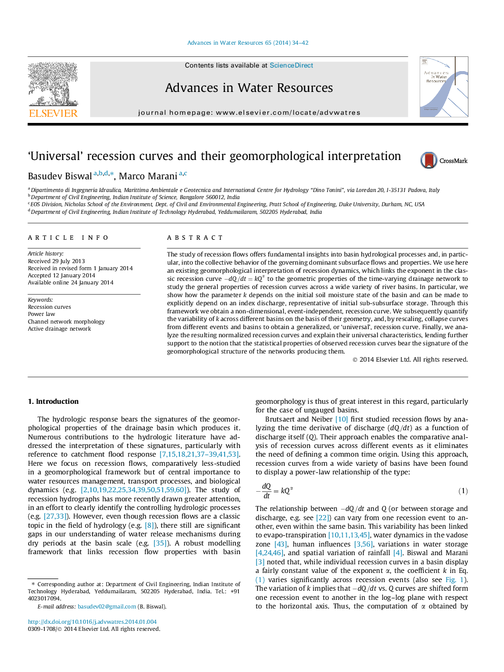 ‘Universal’ recession curves and their geomorphological interpretation