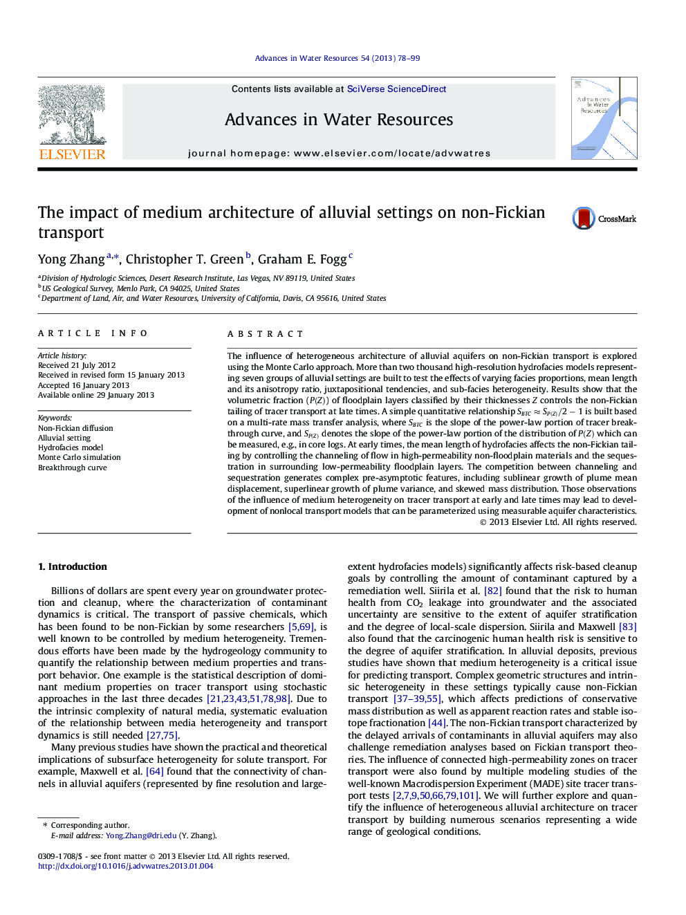 The impact of medium architecture of alluvial settings on non-Fickian transport