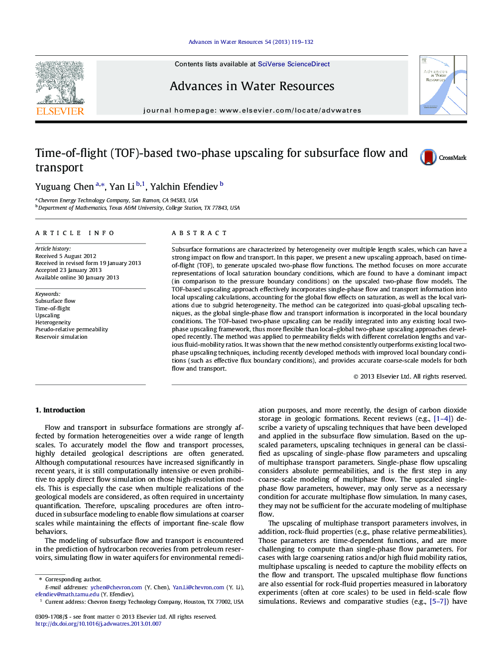 Time-of-flight (TOF)-based two-phase upscaling for subsurface flow and transport