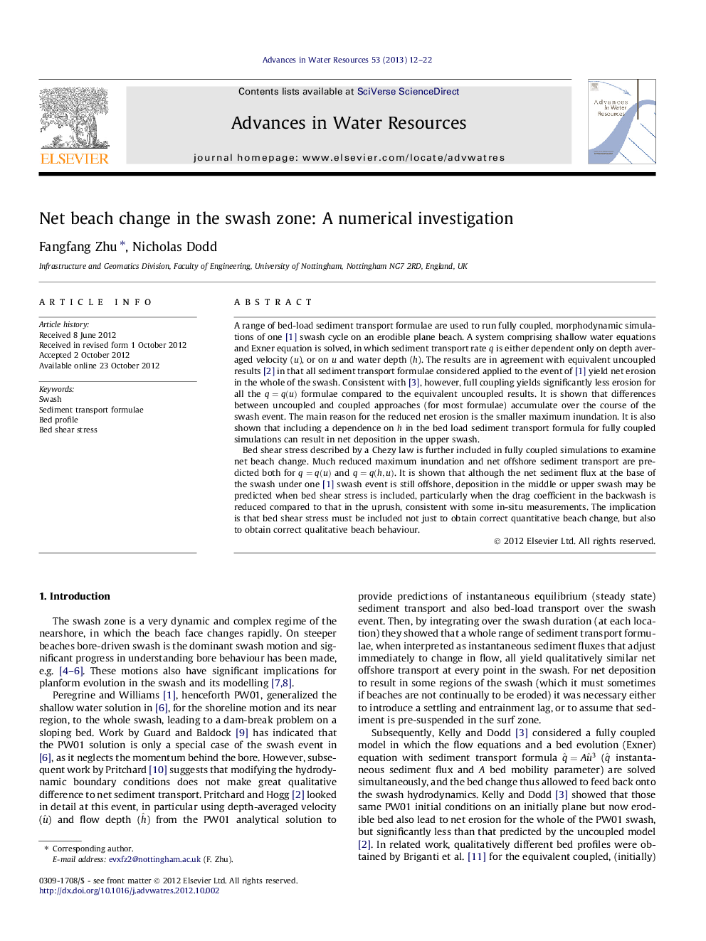 Net beach change in the swash zone: A numerical investigation