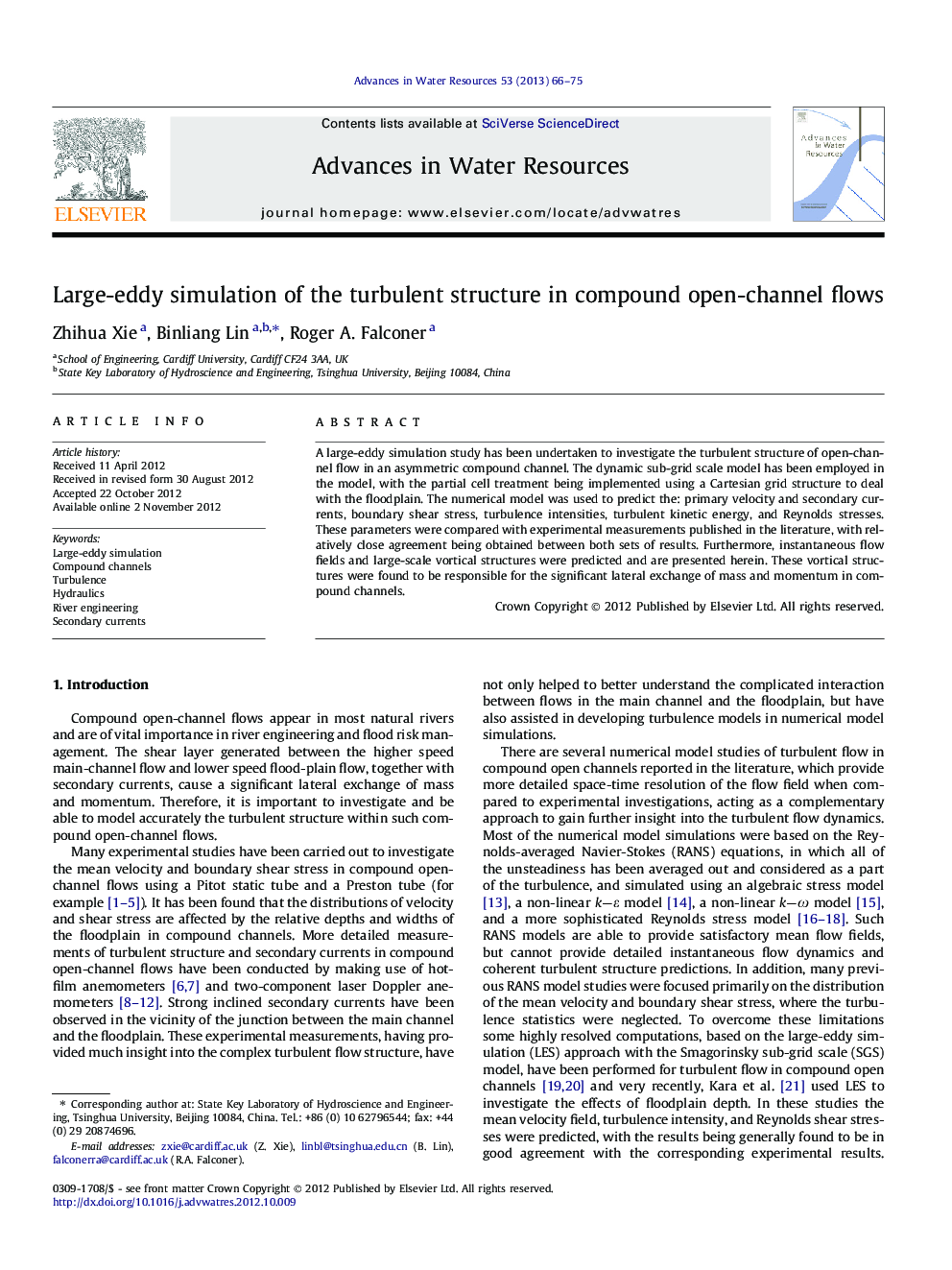 Large-eddy simulation of the turbulent structure in compound open-channel flows