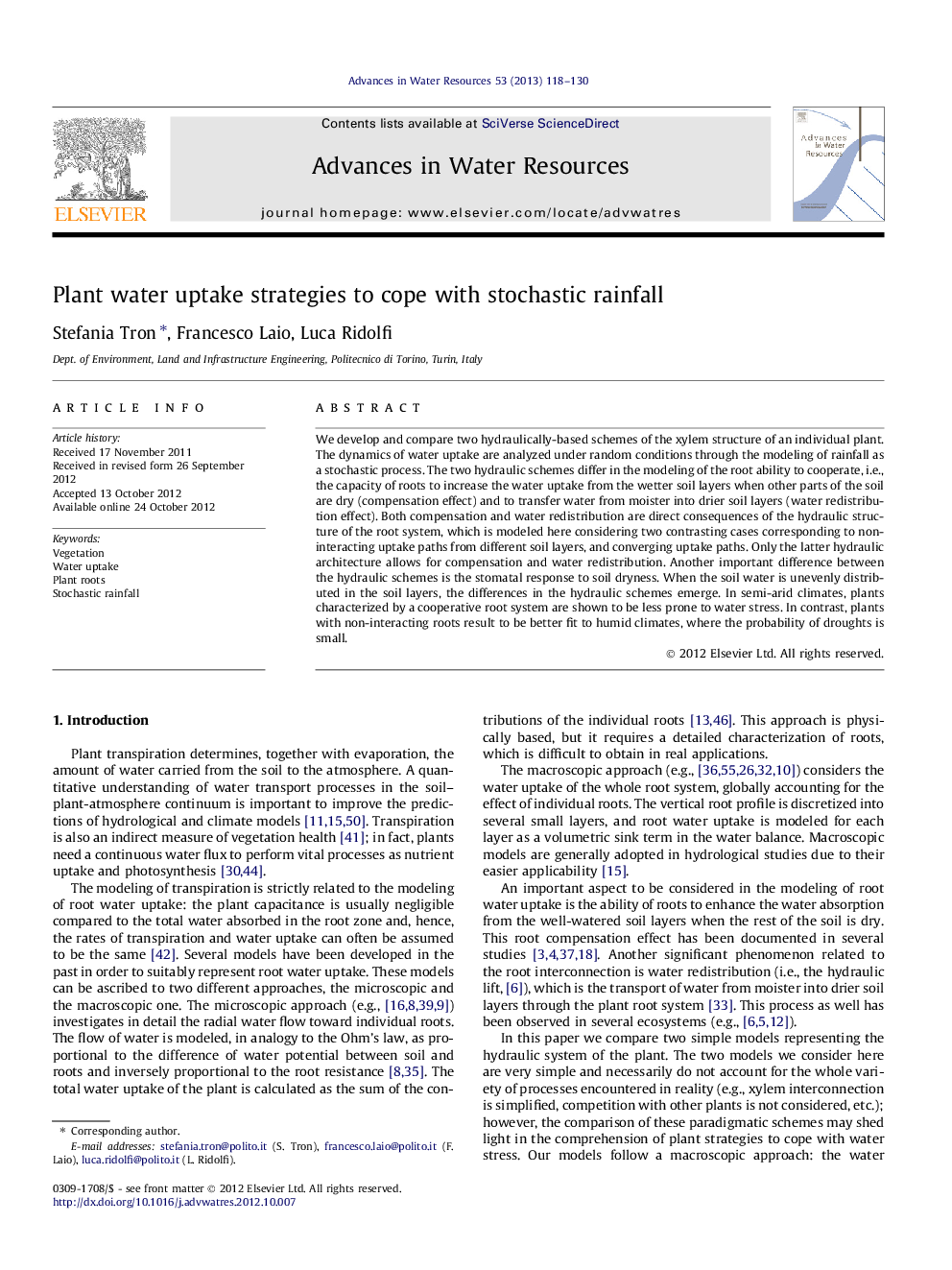 Plant water uptake strategies to cope with stochastic rainfall