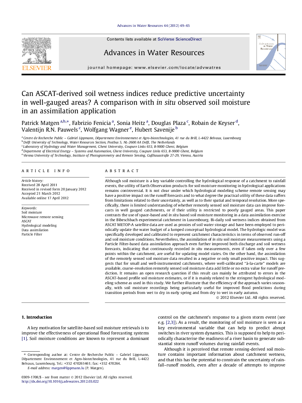 Can ASCAT-derived soil wetness indices reduce predictive uncertainty in well-gauged areas? A comparison with in situ observed soil moisture in an assimilation application