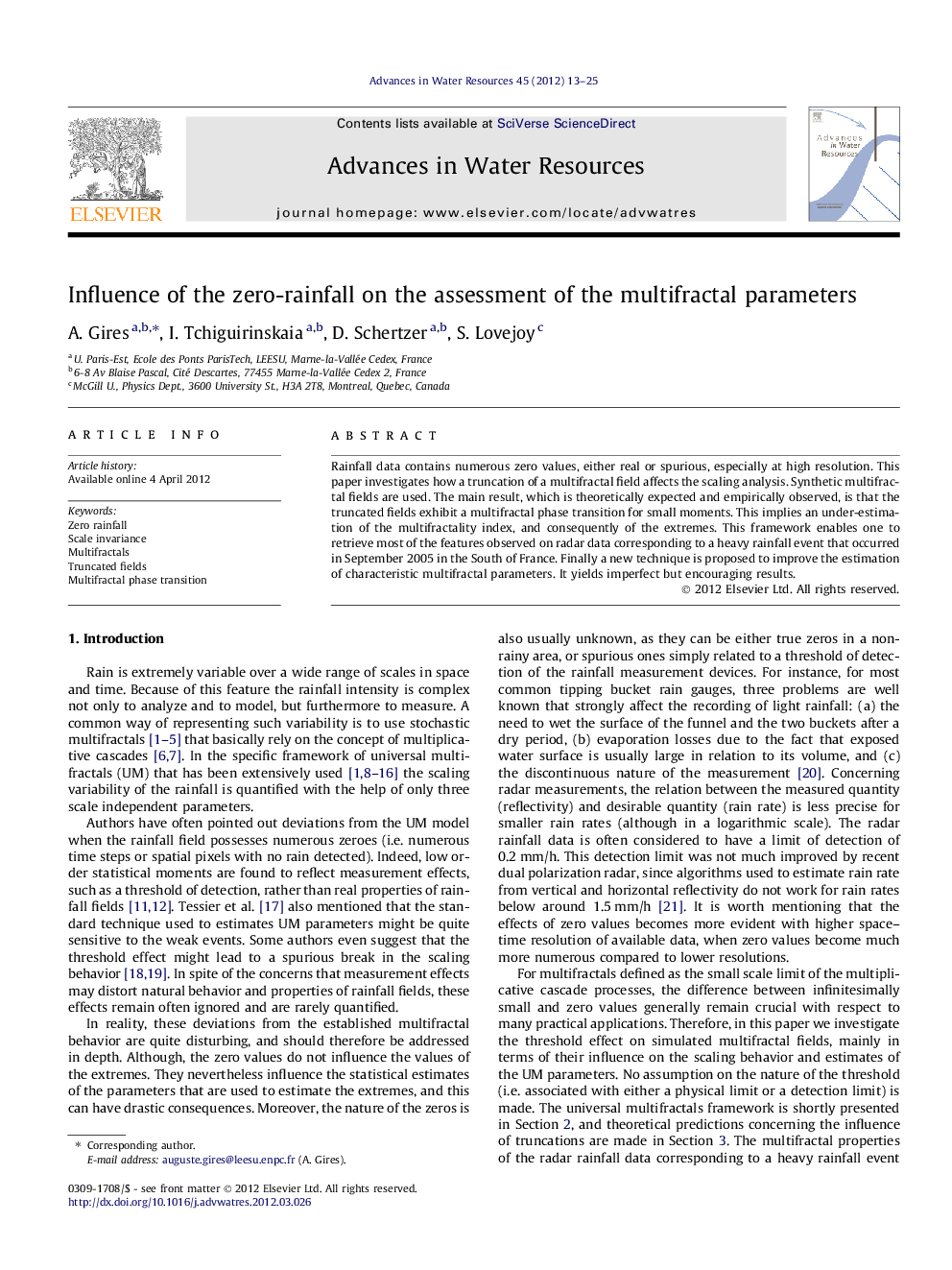 Influence of the zero-rainfall on the assessment of the multifractal parameters