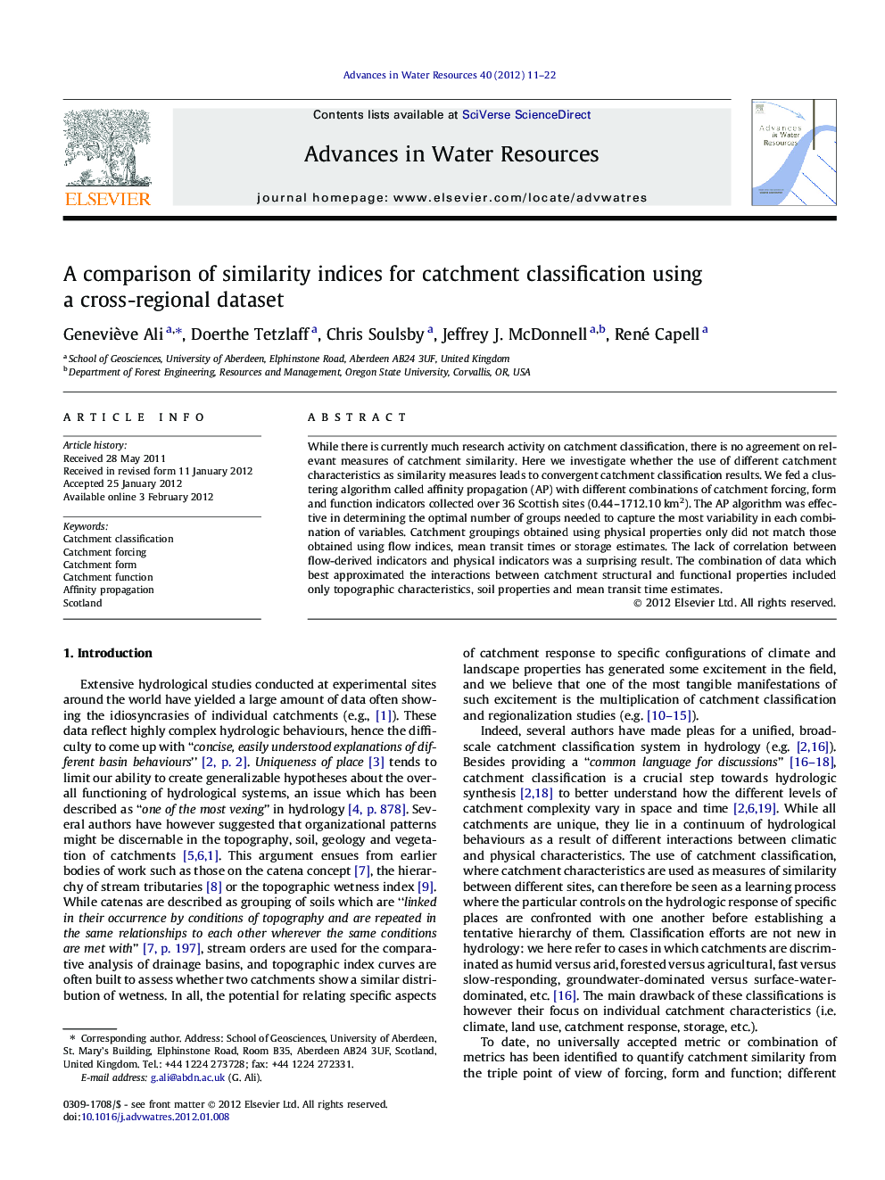 A comparison of similarity indices for catchment classification using a cross-regional dataset