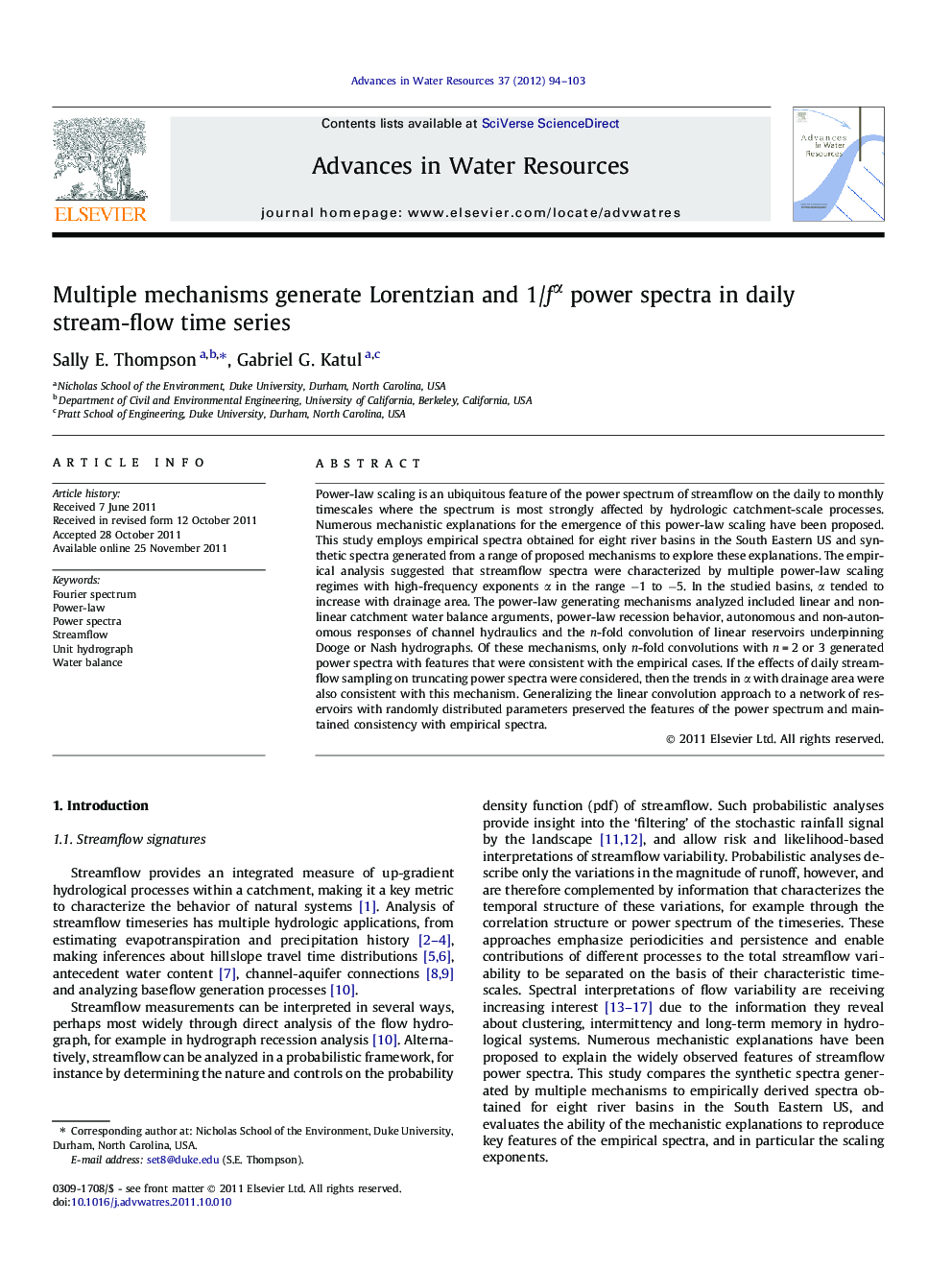 Multiple mechanisms generate Lorentzian and 1/fα power spectra in daily stream-flow time series