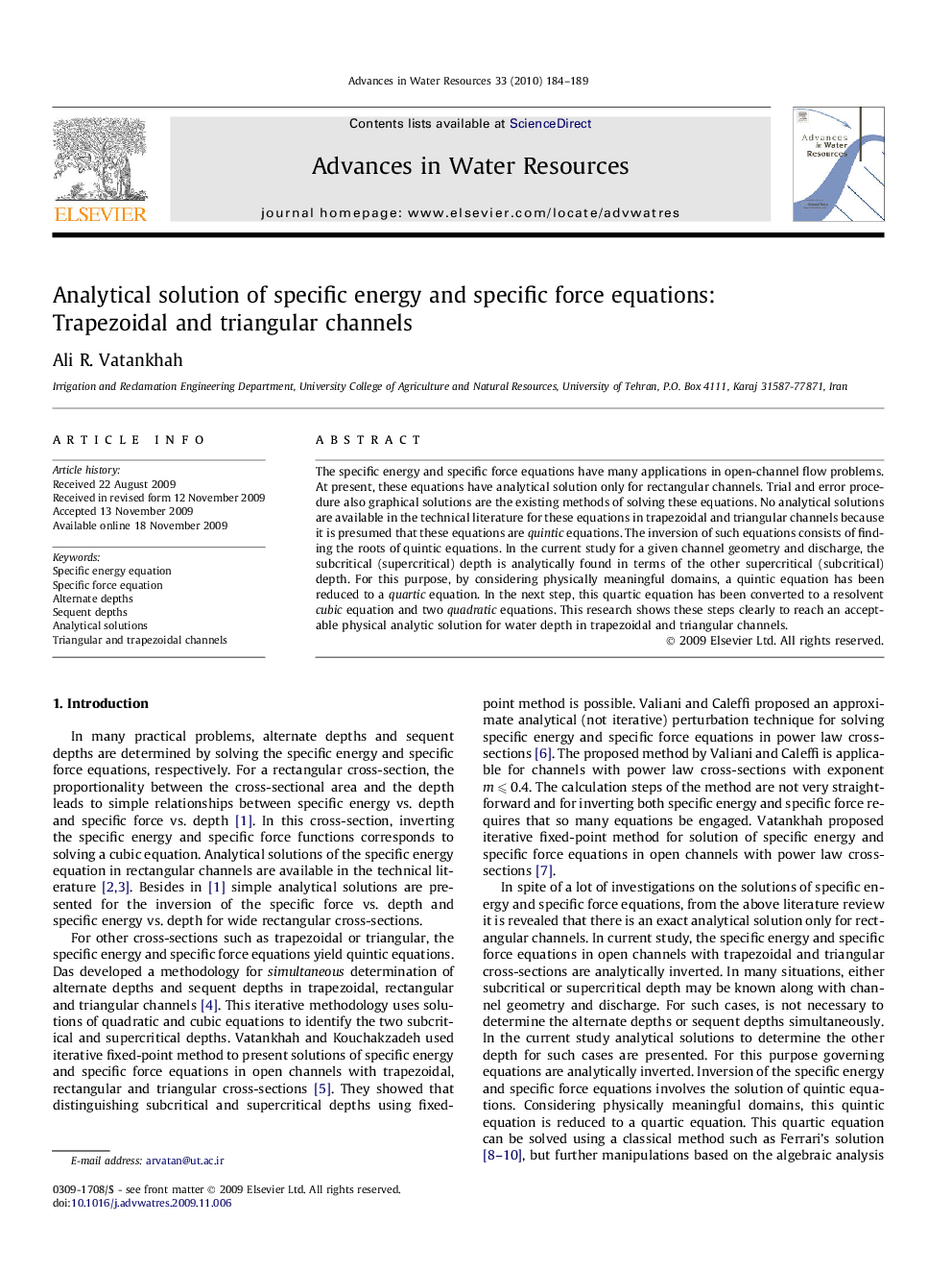 Analytical solution of specific energy and specific force equations: Trapezoidal and triangular channels