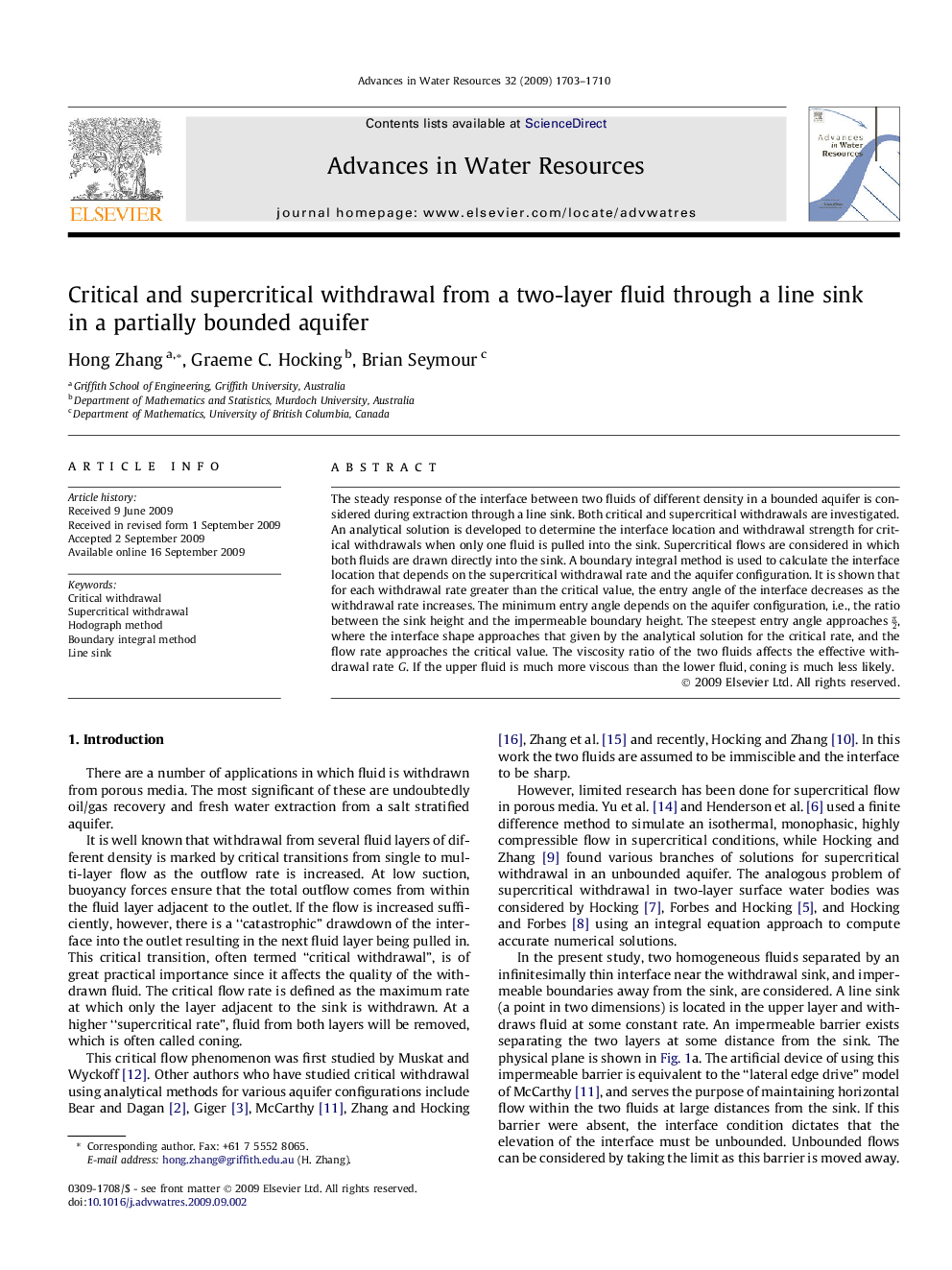 Critical and supercritical withdrawal from a two-layer fluid through a line sink in a partially bounded aquifer