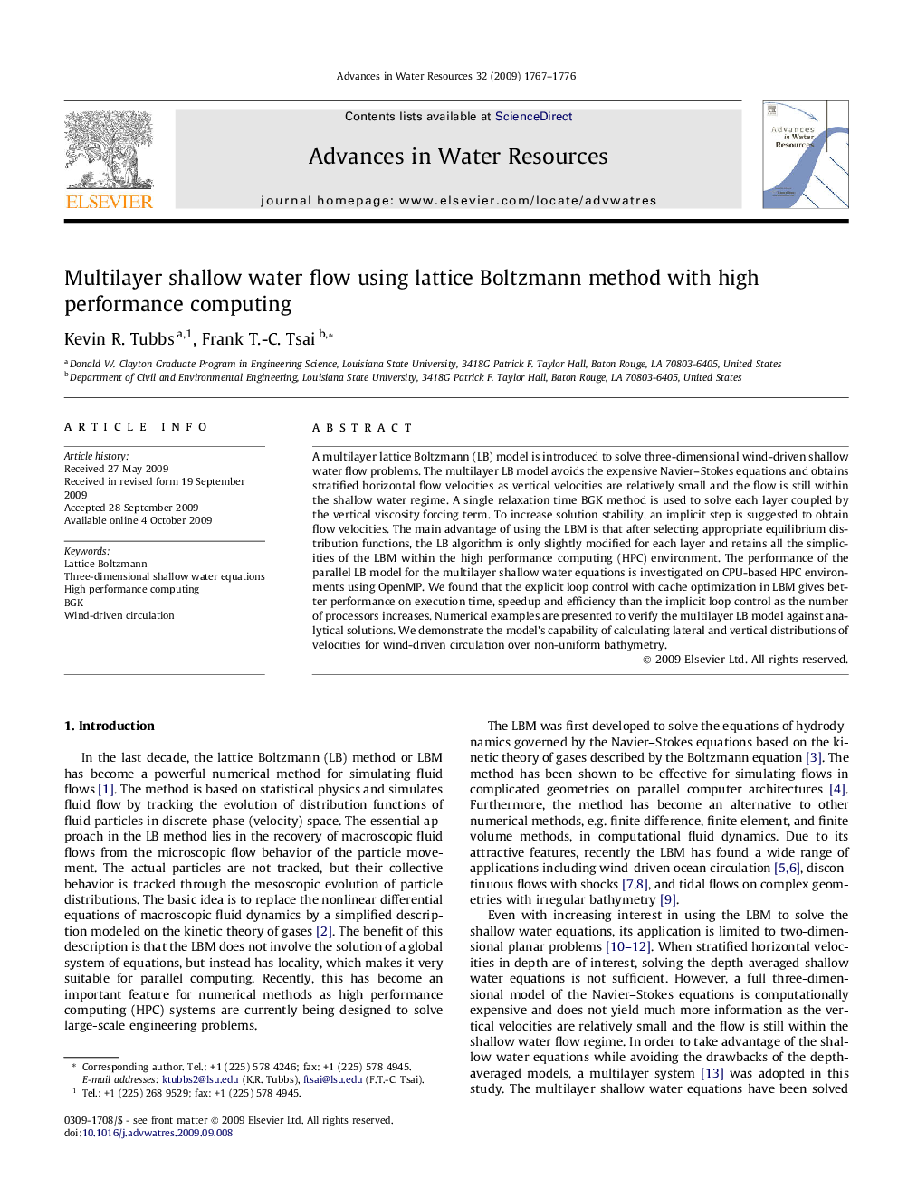 Multilayer shallow water flow using lattice Boltzmann method with high performance computing