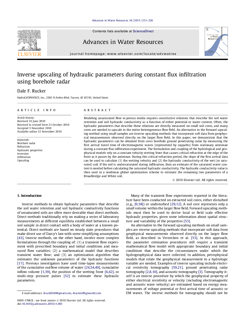 Inverse upscaling of hydraulic parameters during constant flux infiltration using borehole radar