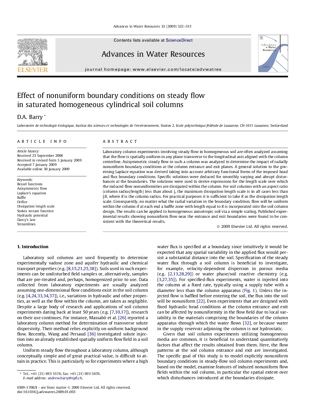 Effect of nonuniform boundary conditions on steady flow in saturated homogeneous cylindrical soil columns