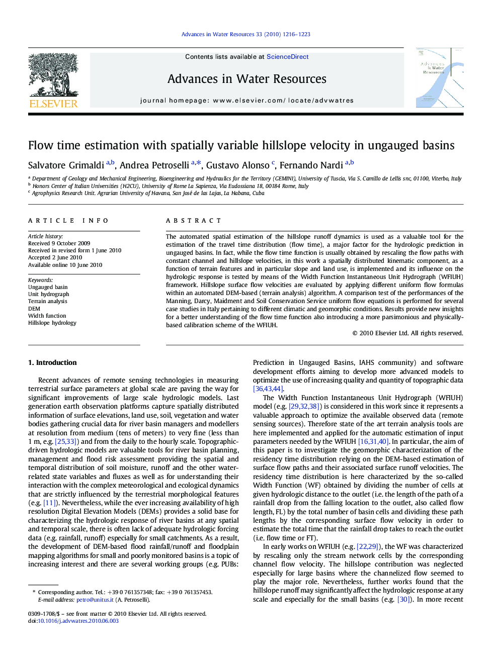 Flow time estimation with spatially variable hillslope velocity in ungauged basins