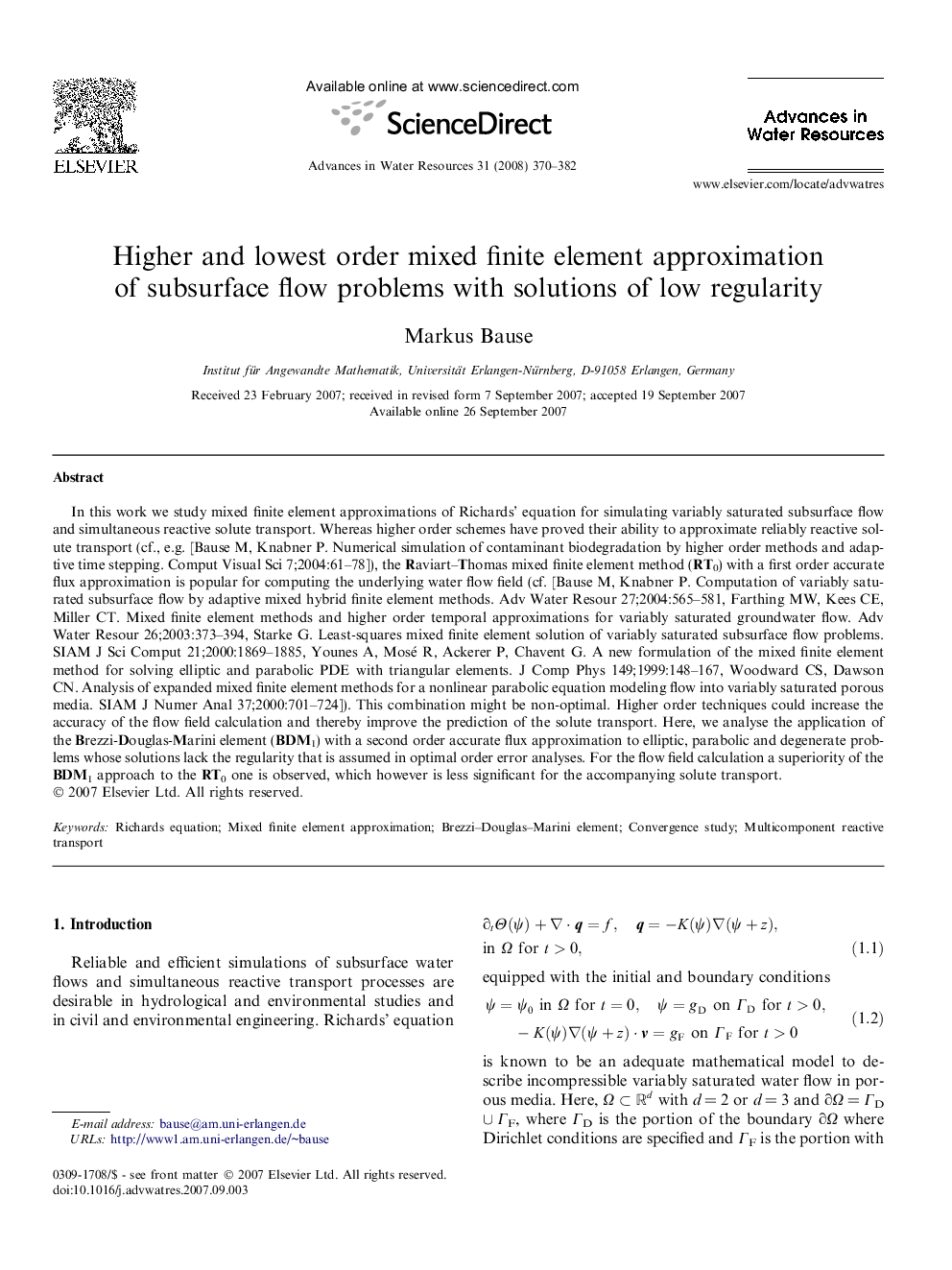 Higher and lowest order mixed finite element approximation of subsurface flow problems with solutions of low regularity