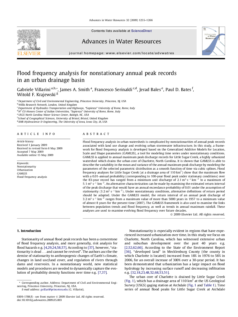 عکس صفحه اول مقاله: Flood frequency analysis for nonstationary annual peak records in an urban drainage basin Flood frequency analysis for nonstationary annual peak records in an urban drainage basin