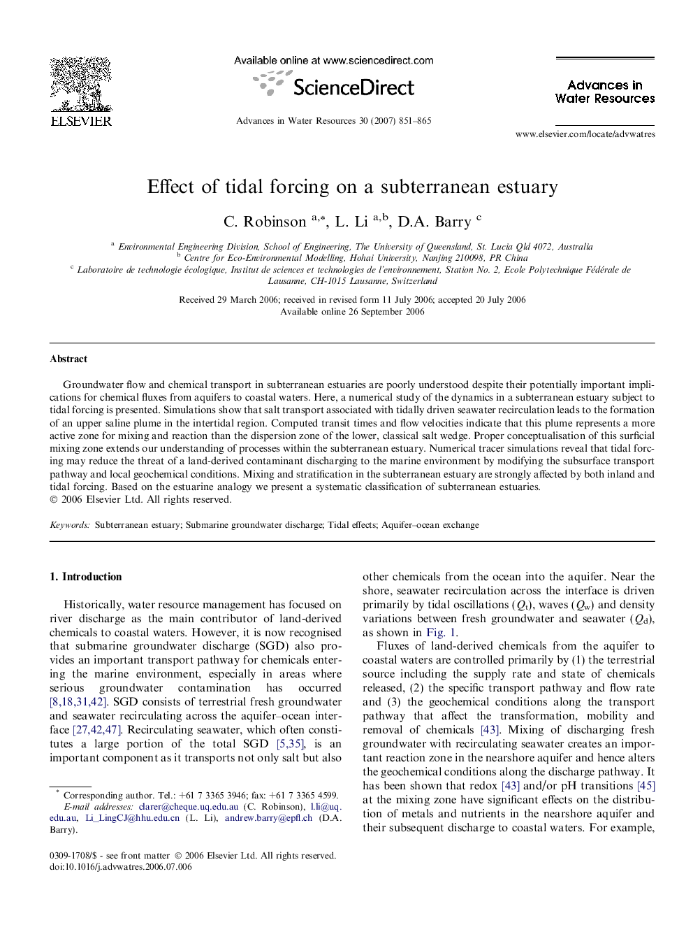 Effect of tidal forcing on a subterranean estuary