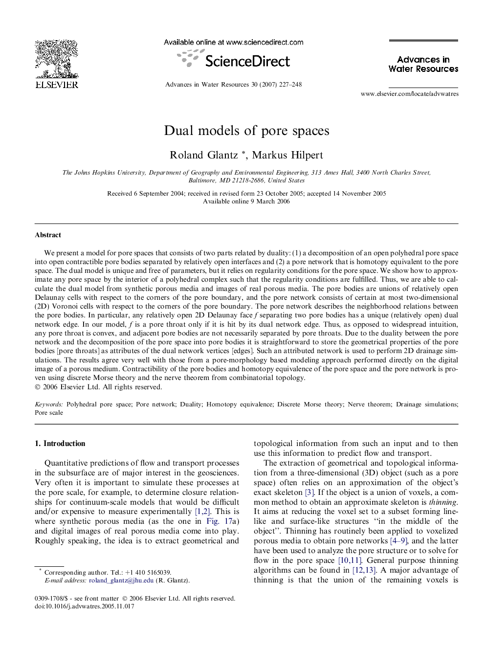 Dual models of pore spaces