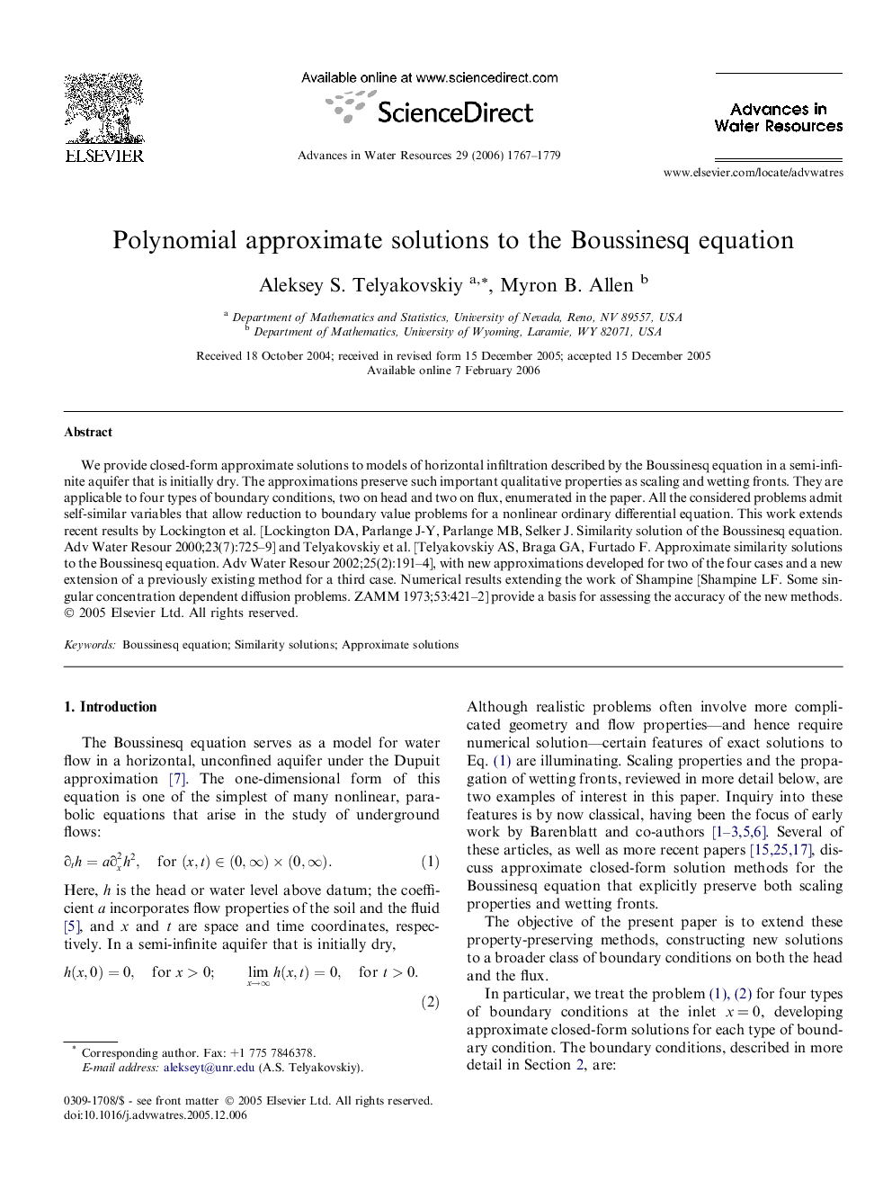 Polynomial approximate solutions to the Boussinesq equation