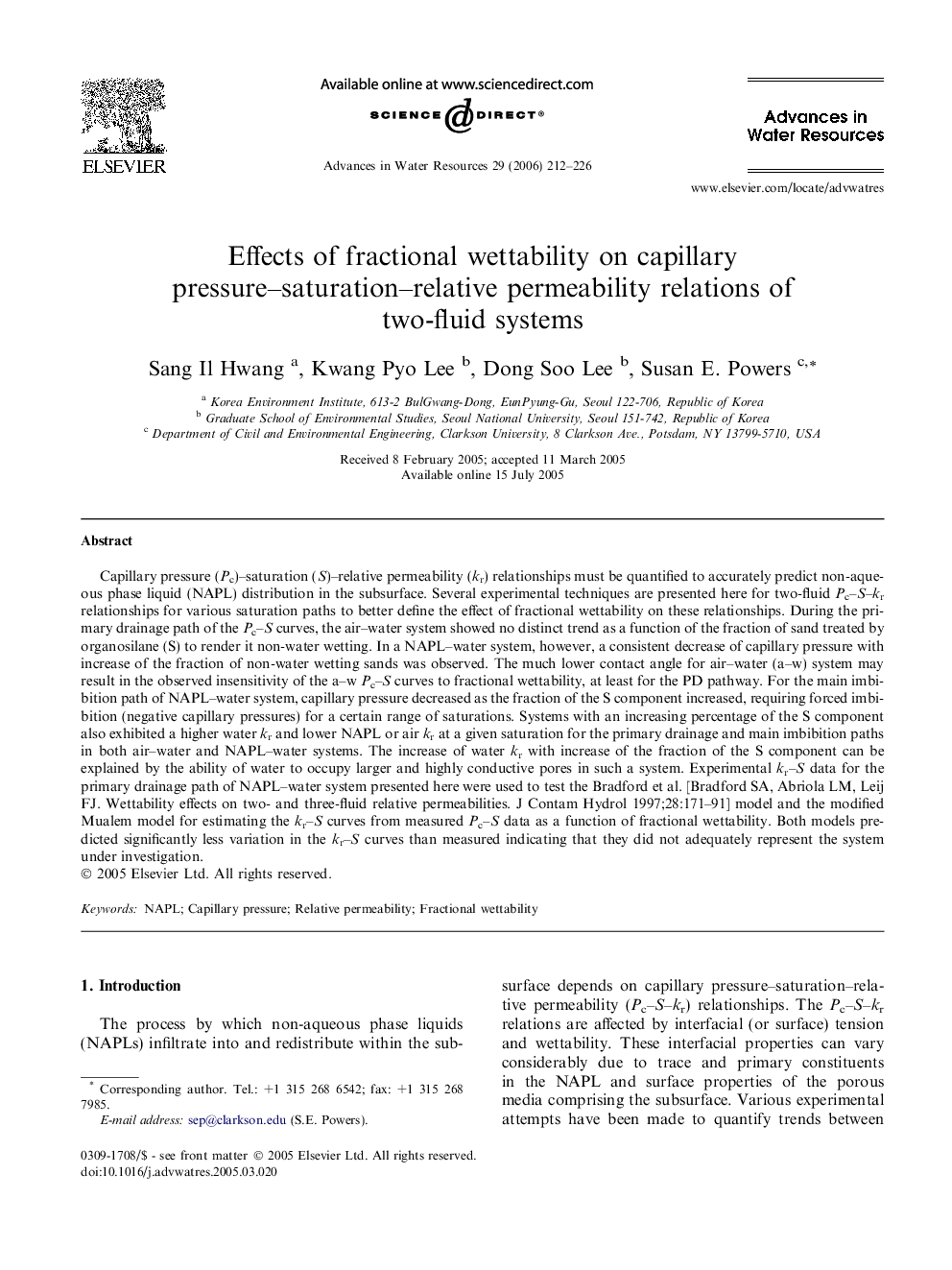 Effects of fractional wettability on capillary pressure–saturation–relative permeability relations of two-fluid systems