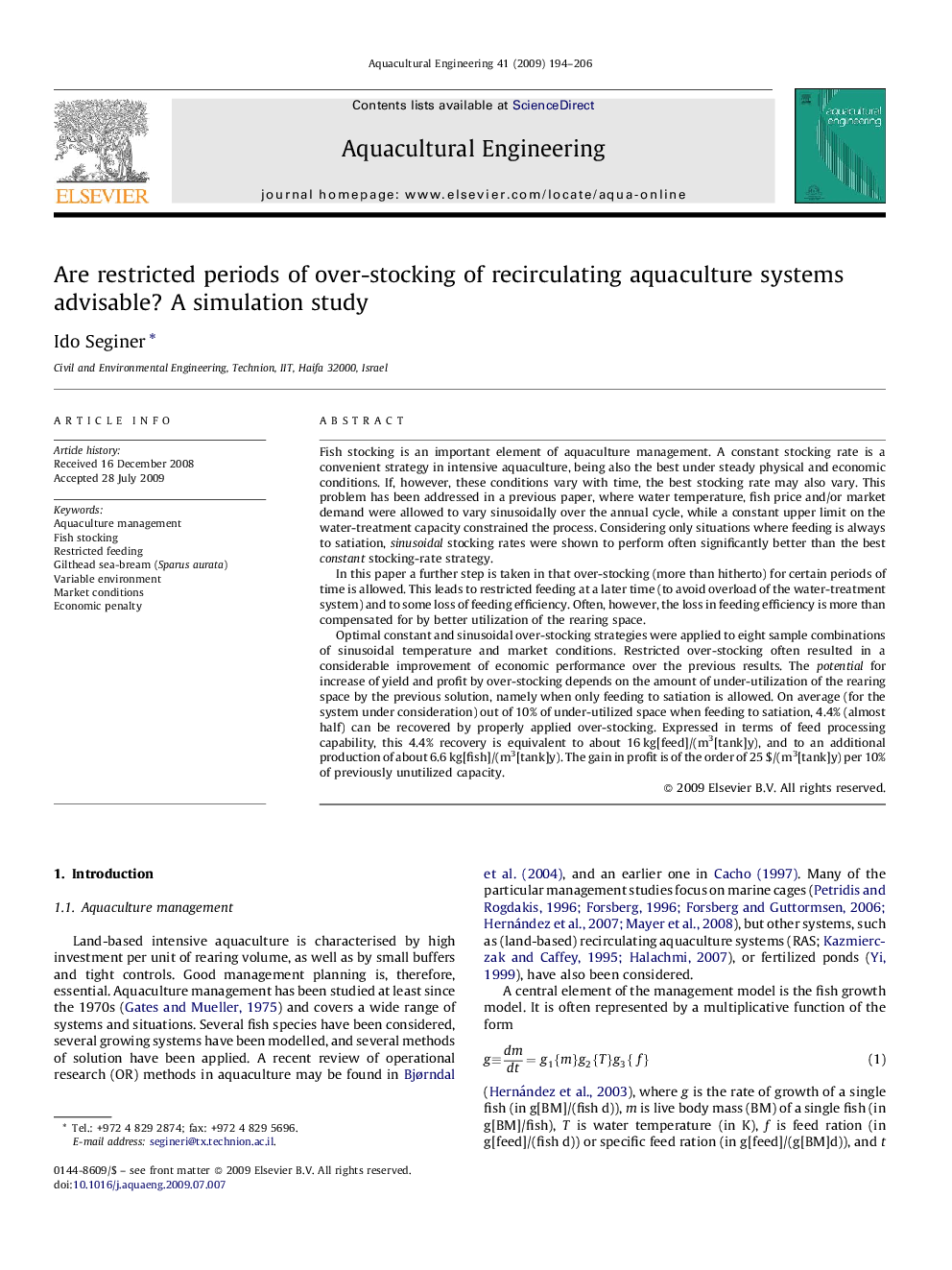 Are restricted periods of over-stocking of recirculating aquaculture systems advisable? A simulation study