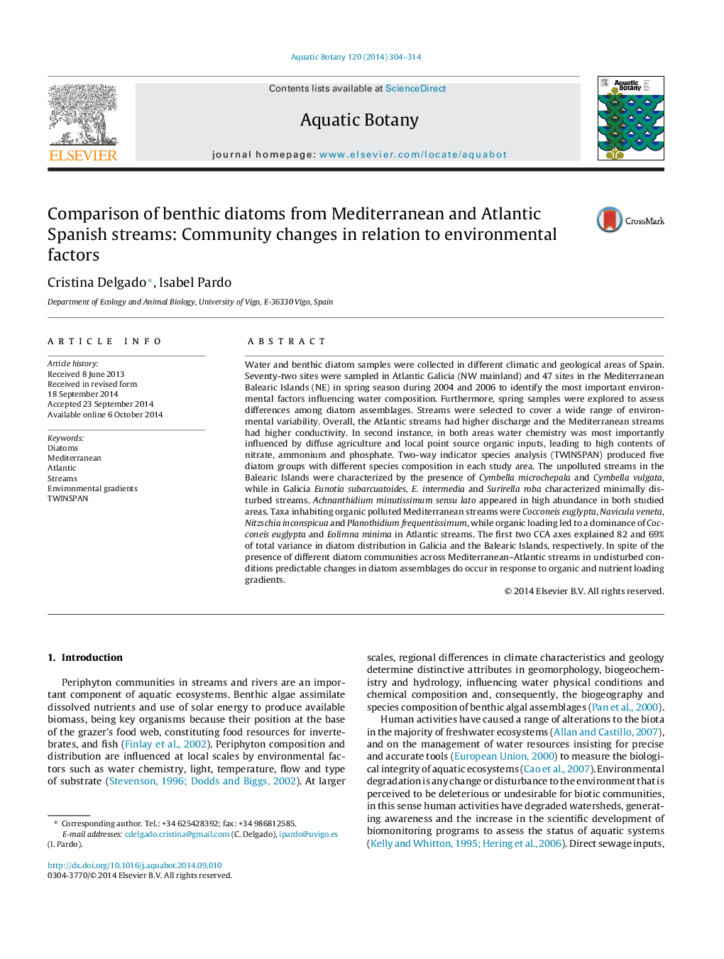 مقایسه دیاتوم های بتونی از جریان های دریای مدیترانه و اقیانوس آرام: تغییرات جامعه در ارتباط با عوامل محیطی 