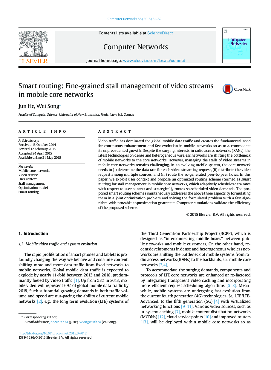 Smart routing: Fine-grained stall management of video streams in mobile core networks