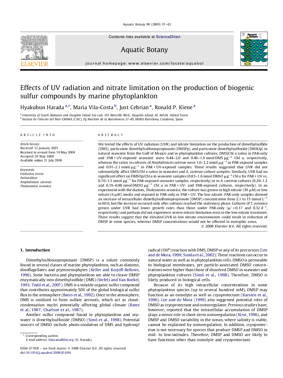 Effects of UV radiation and nitrate limitation on the production of biogenic sulfur compounds by marine phytoplankton