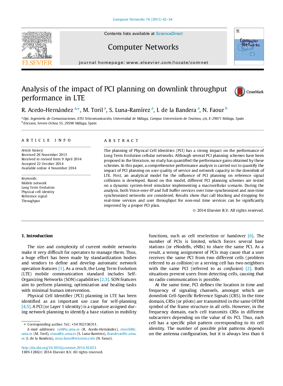 Analysis of the impact of PCI planning on downlink throughput performance in LTE