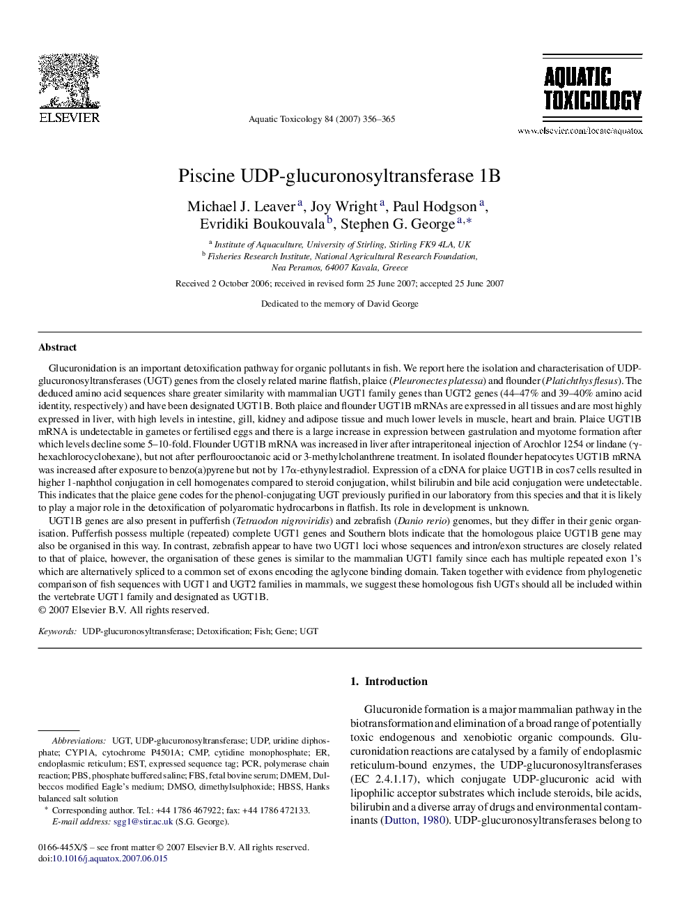Piscine UDP-glucuronosyltransferase 1B
