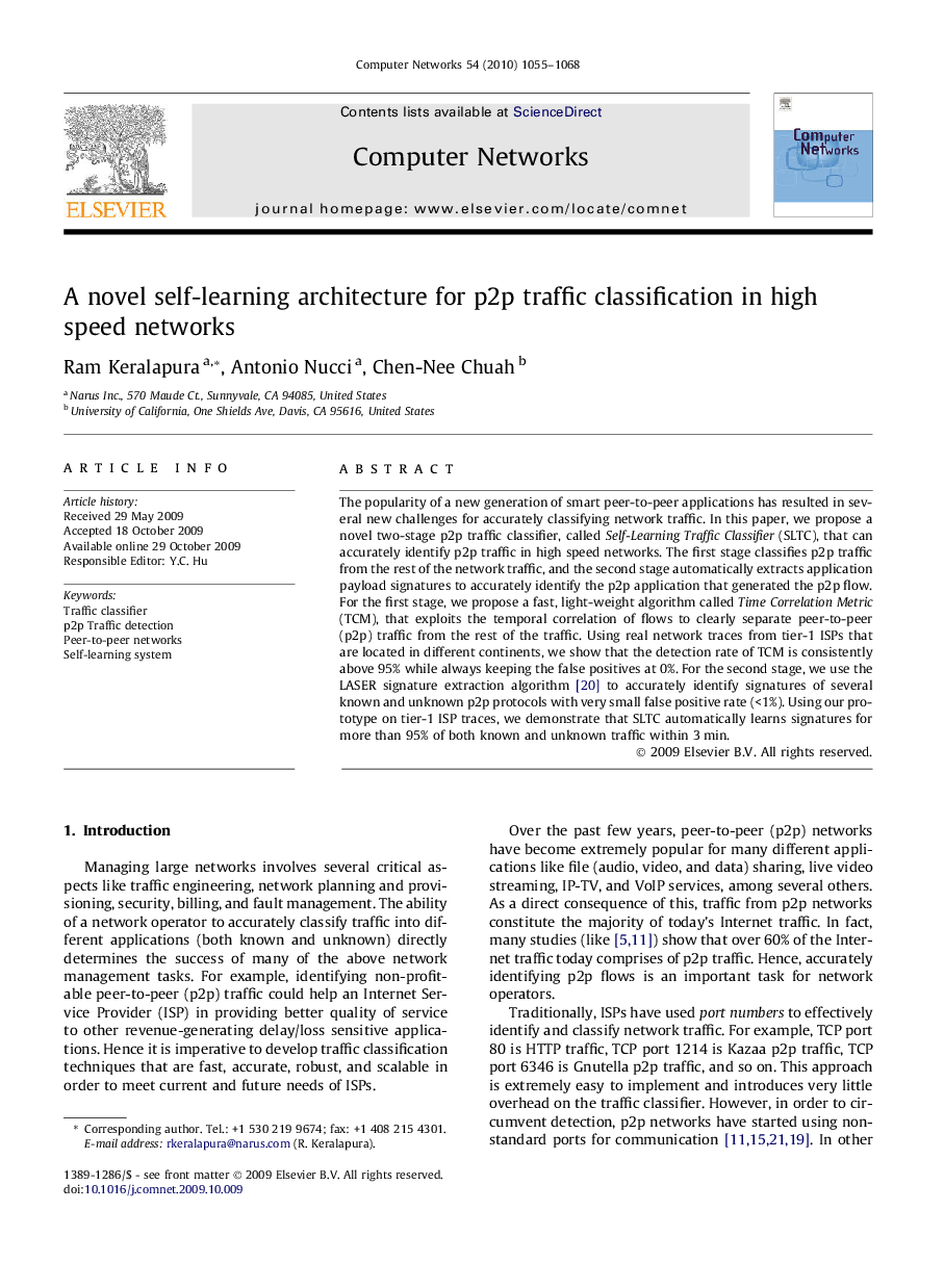 A novel self-learning architecture for p2p traffic classification in high speed networks