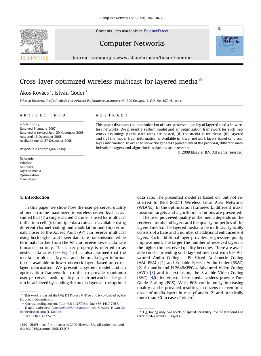 Cross-layer optimized wireless multicast for layered media 