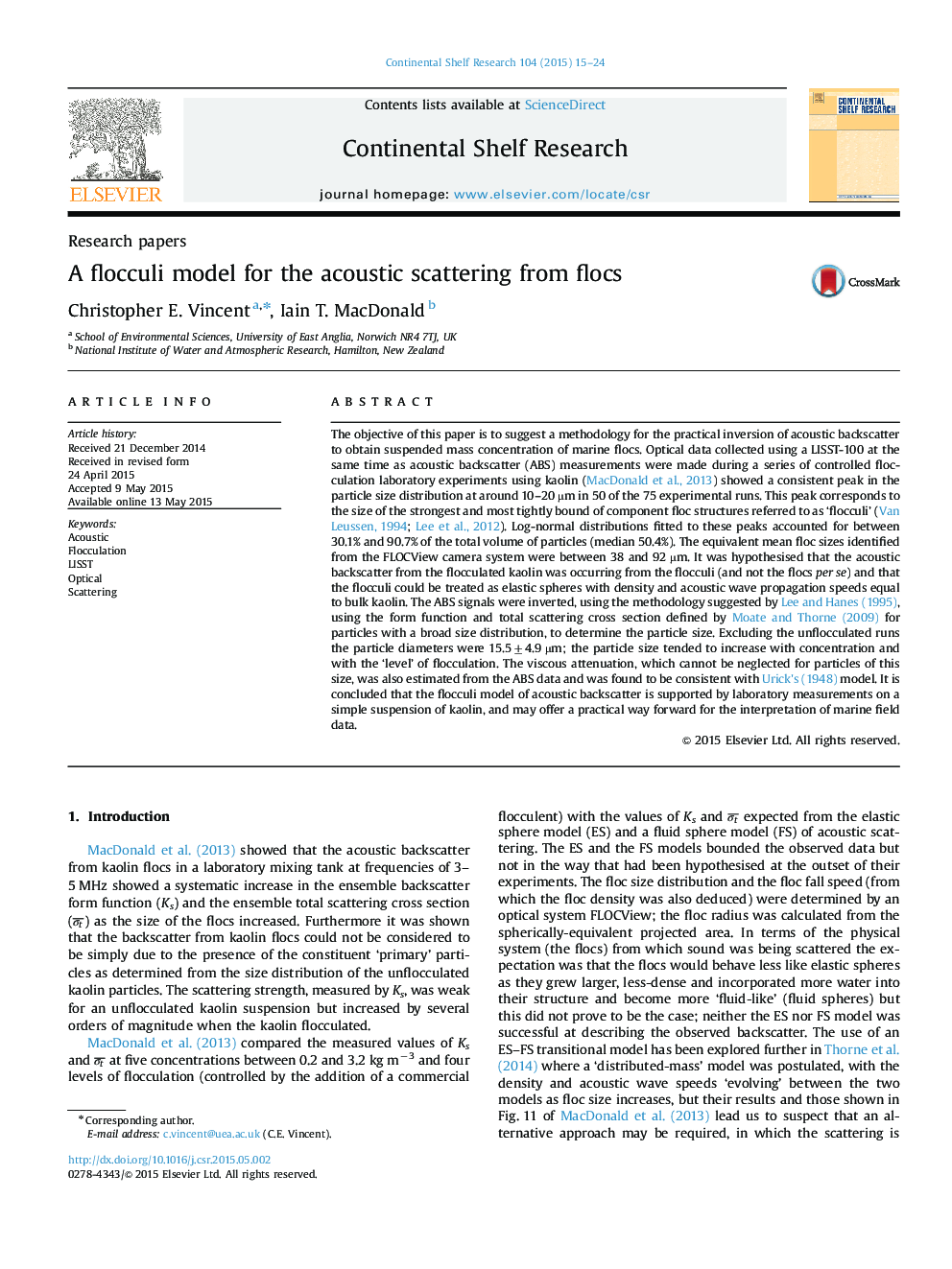 A flocculi model for the acoustic scattering from flocs