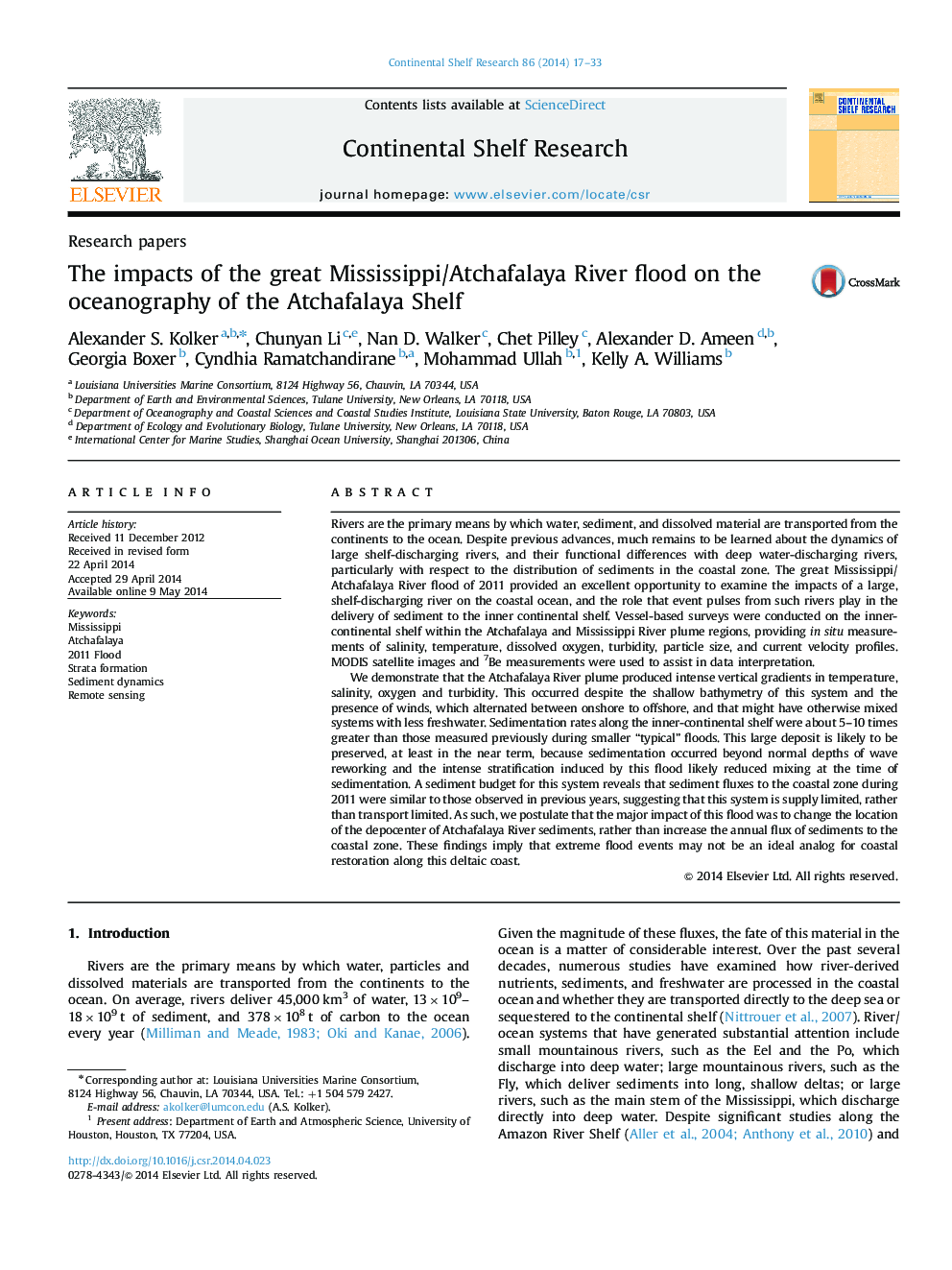 The impacts of the great Mississippi/Atchafalaya River flood on the oceanography of the Atchafalaya Shelf