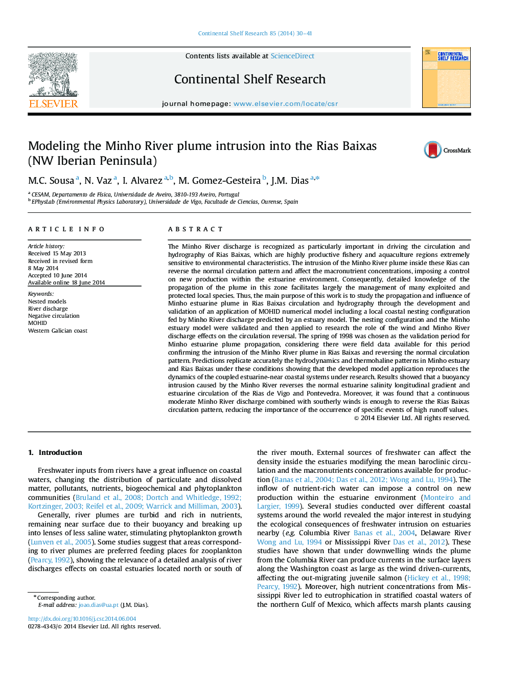 Modeling the Minho River plume intrusion into the Rias Baixas (NW Iberian Peninsula)