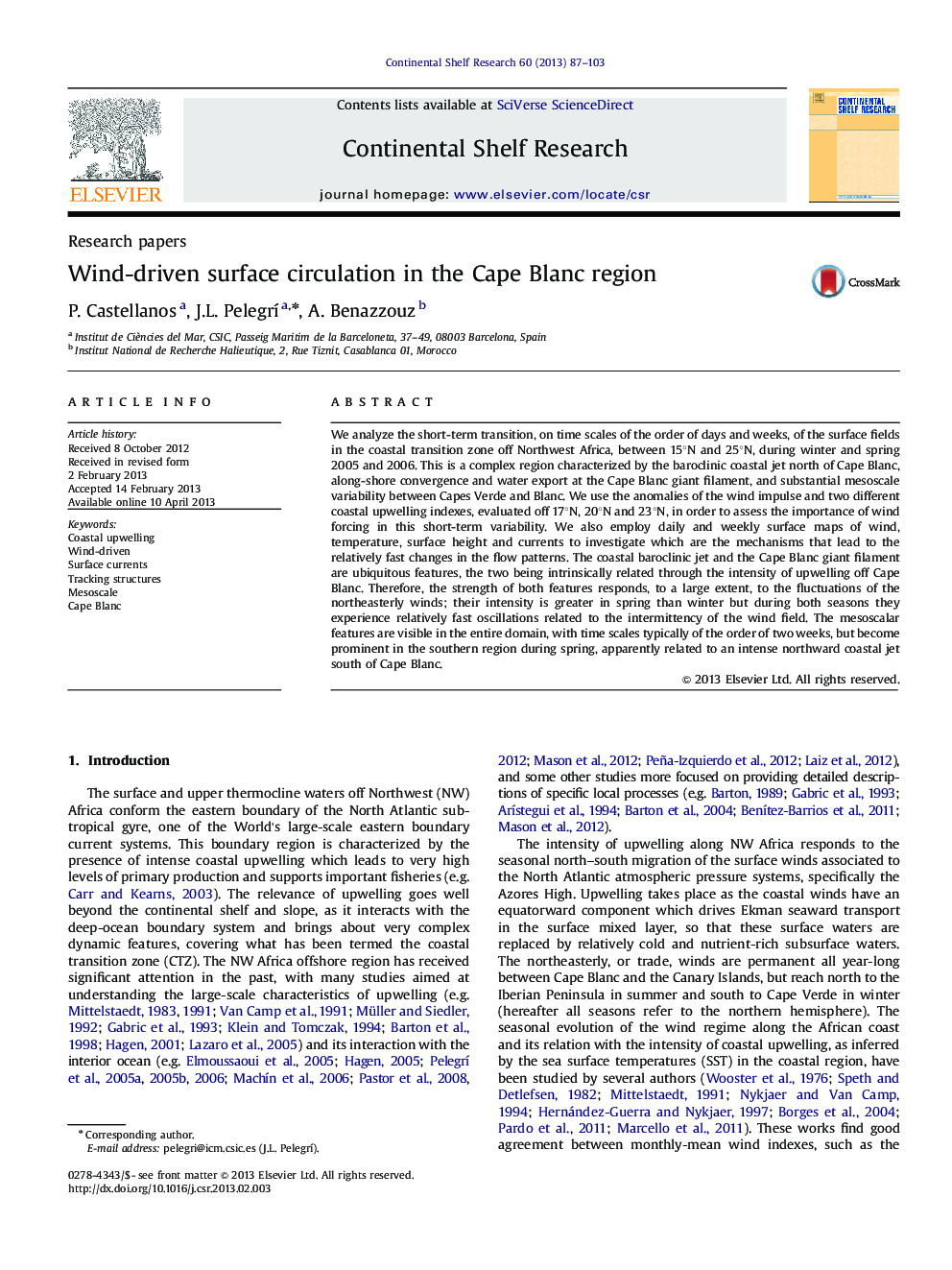 Wind-driven surface circulation in the Cape Blanc region