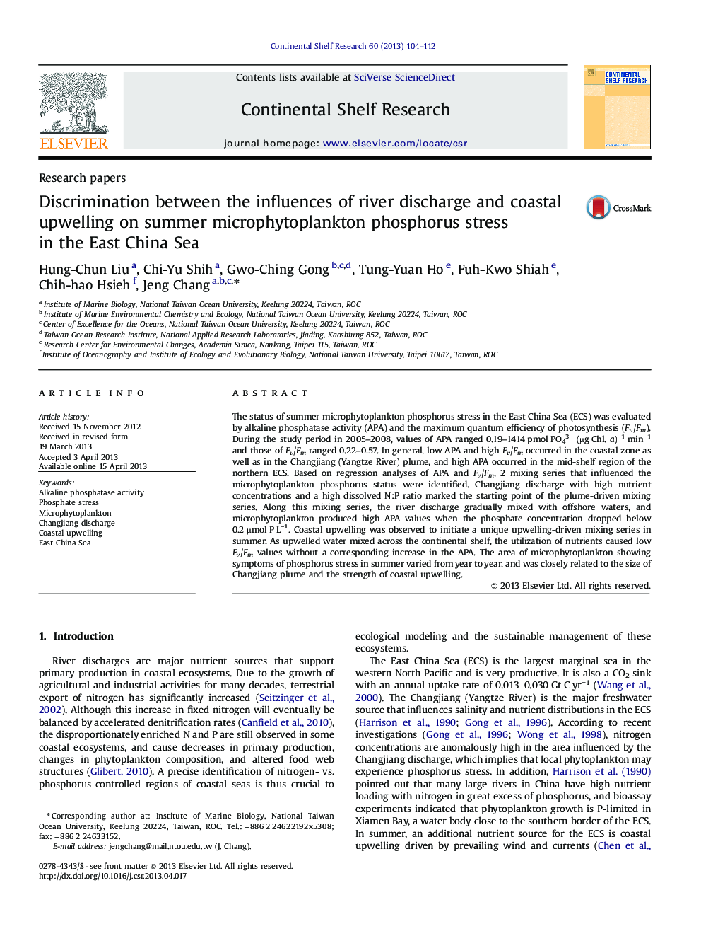 Discrimination between the influences of river discharge and coastal upwelling on summer microphytoplankton phosphorus stress in the East China Sea