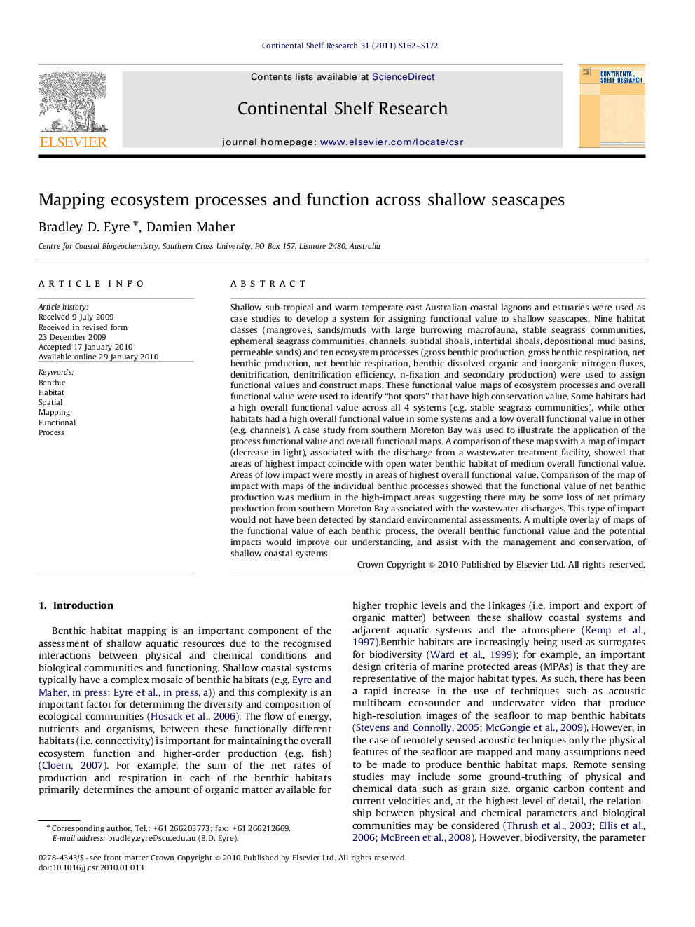 عکس صفحه اول مقاله: Mapping ecosystem processes and function across shallow seascapes Mapping ecosystem processes and function across shallow seascapes