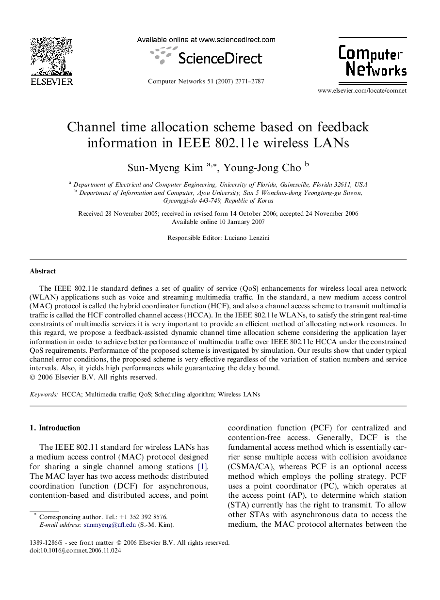 Channel time allocation scheme based on feedback information in IEEE 802.11e wireless LANs