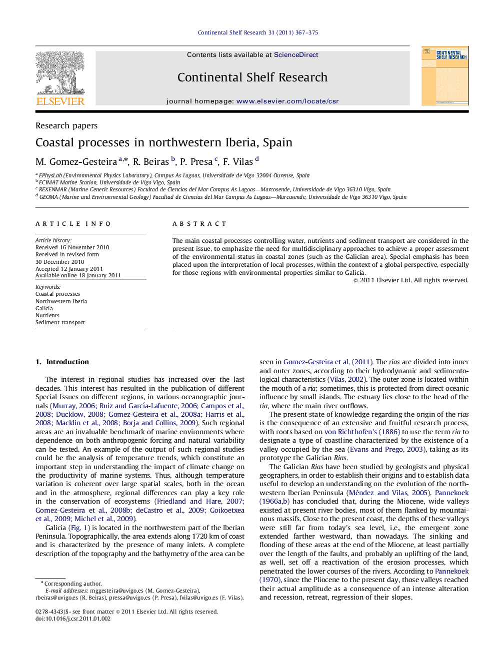 Coastal processes in northwestern Iberia, Spain