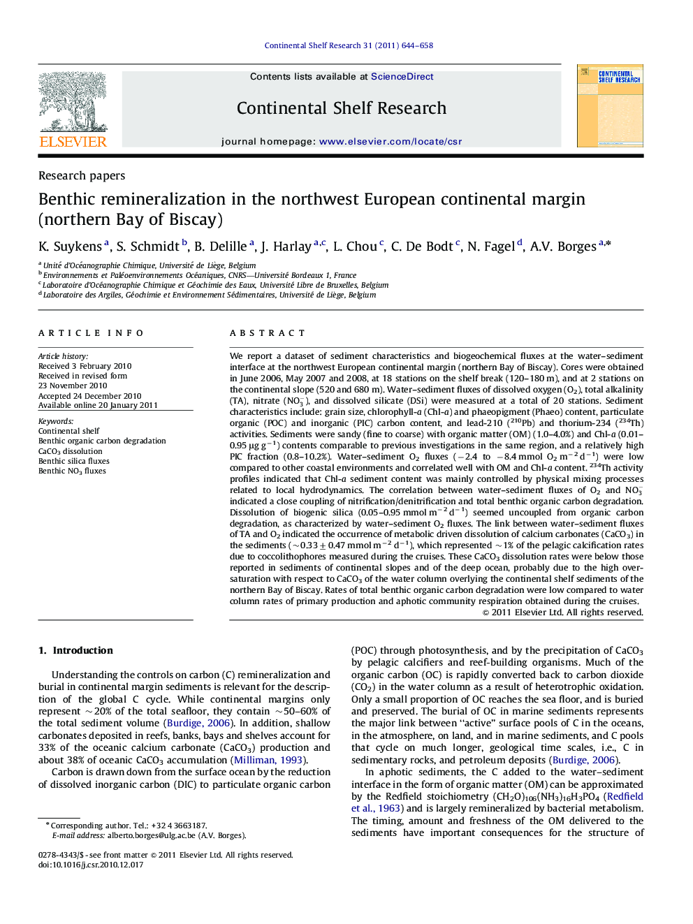 Benthic remineralization in the northwest European continental margin (northern Bay of Biscay)