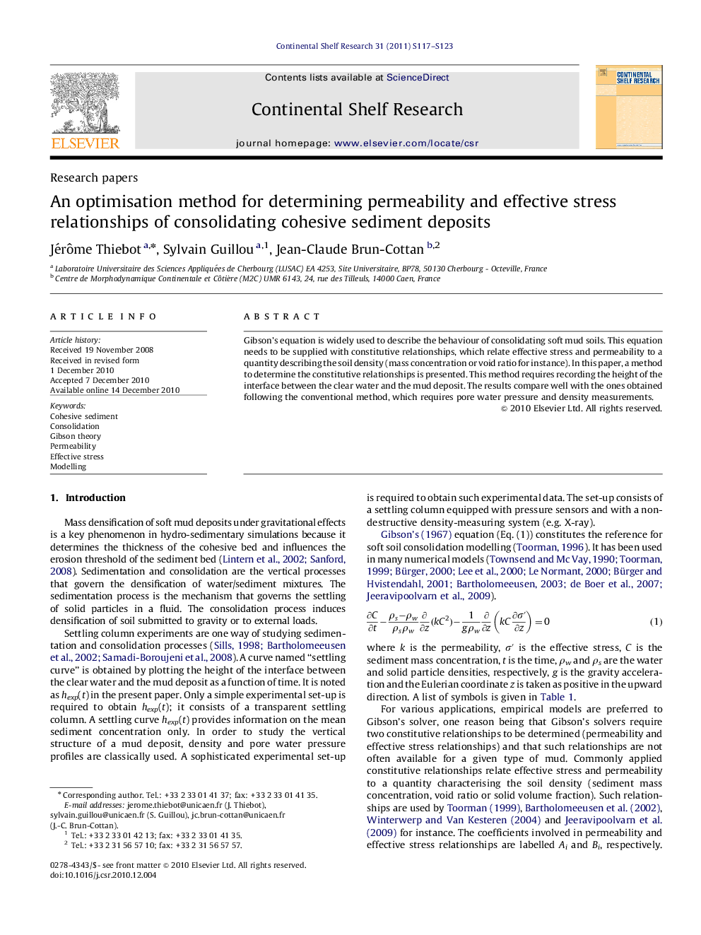 An optimisation method for determining permeability and effective stress relationships of consolidating cohesive sediment deposits