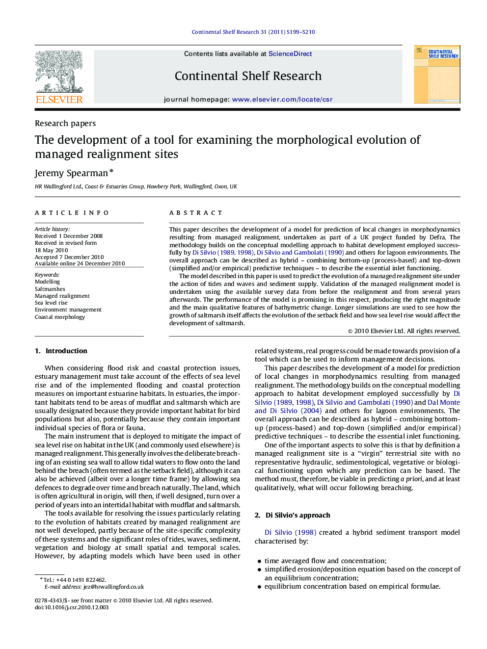 The development of a tool for examining the morphological evolution of managed realignment sites