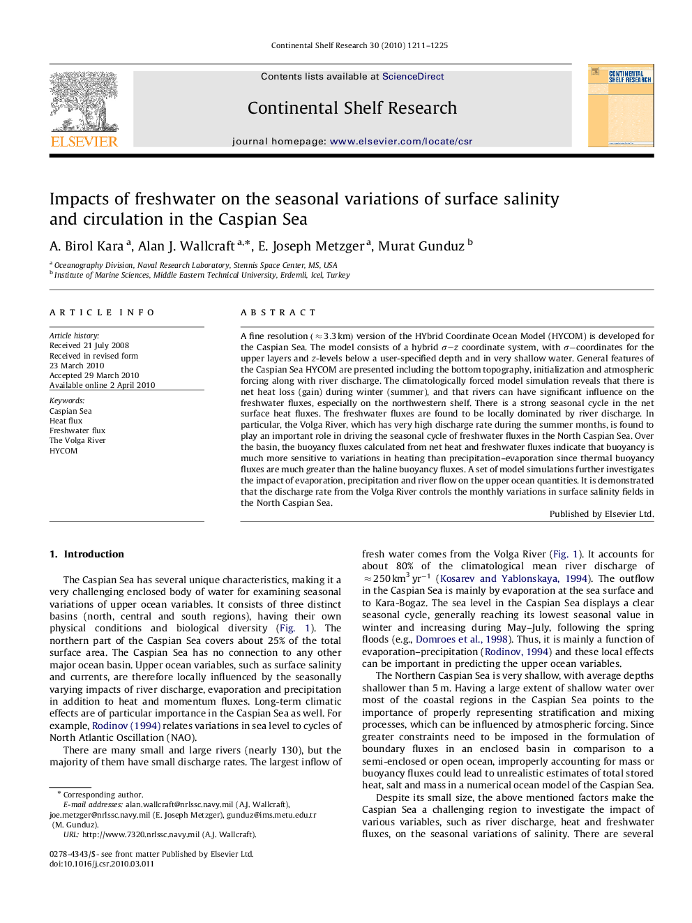 Impacts of freshwater on the seasonal variations of surface salinity and circulation in the Caspian Sea