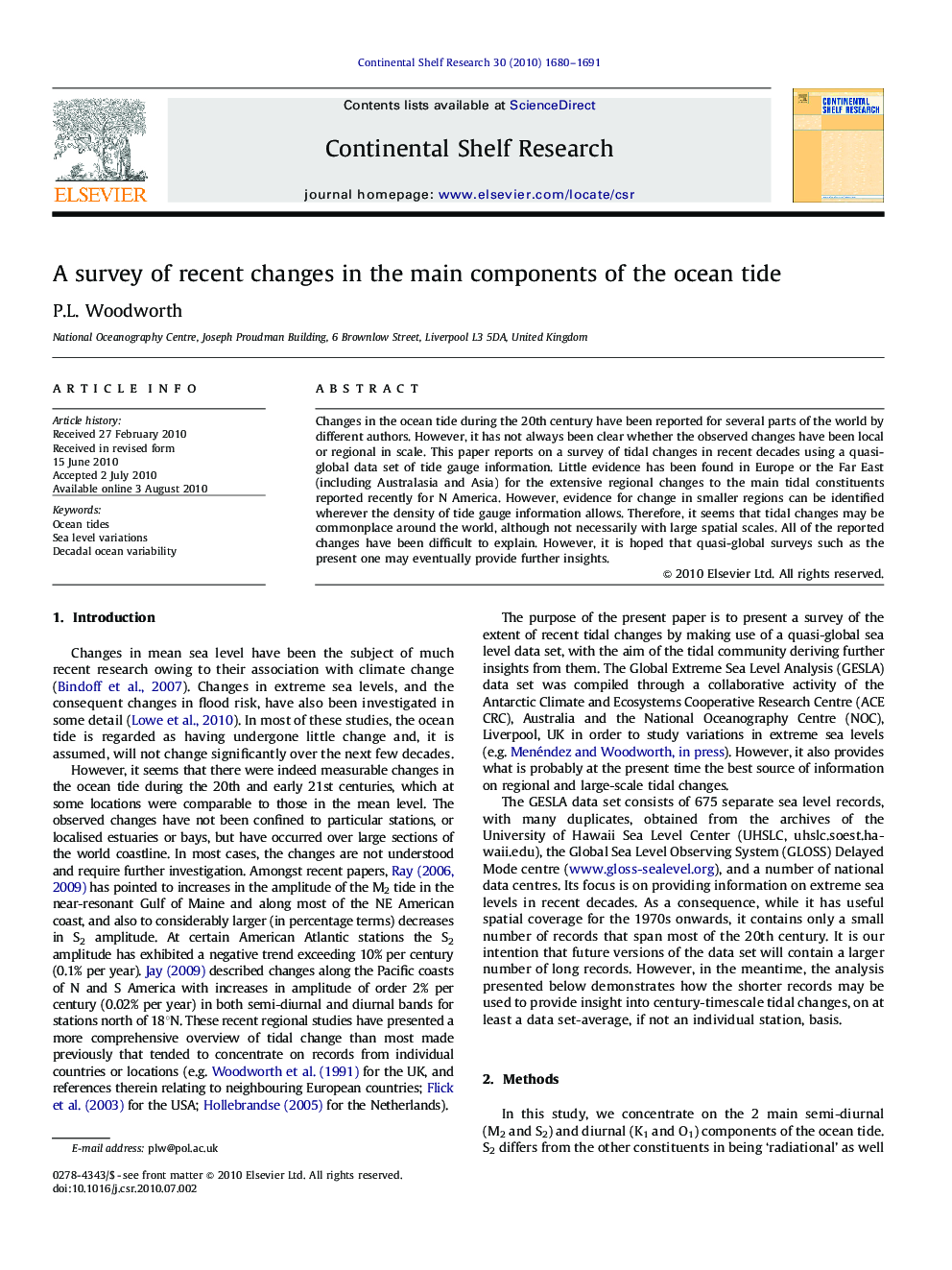 A survey of recent changes in the main components of the ocean tide