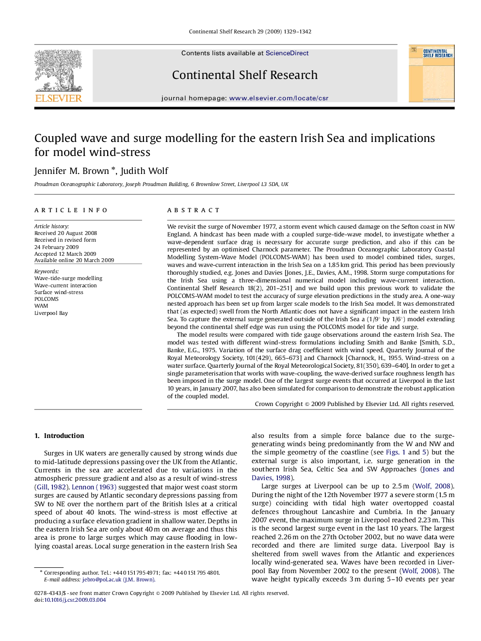 Coupled wave and surge modelling for the eastern Irish Sea and implications for model wind-stress