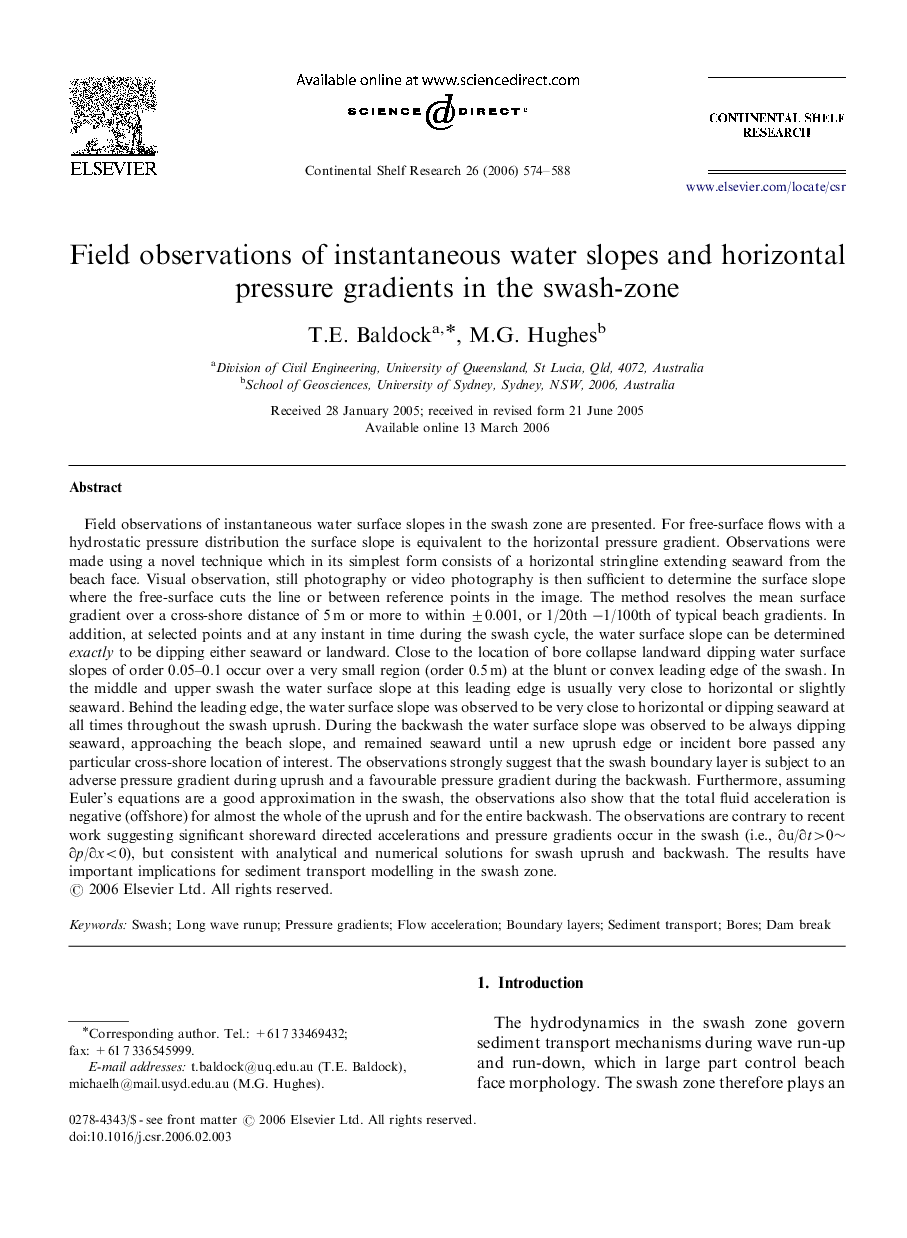 Field observations of instantaneous water slopes and horizontal pressure gradients in the swash-zone